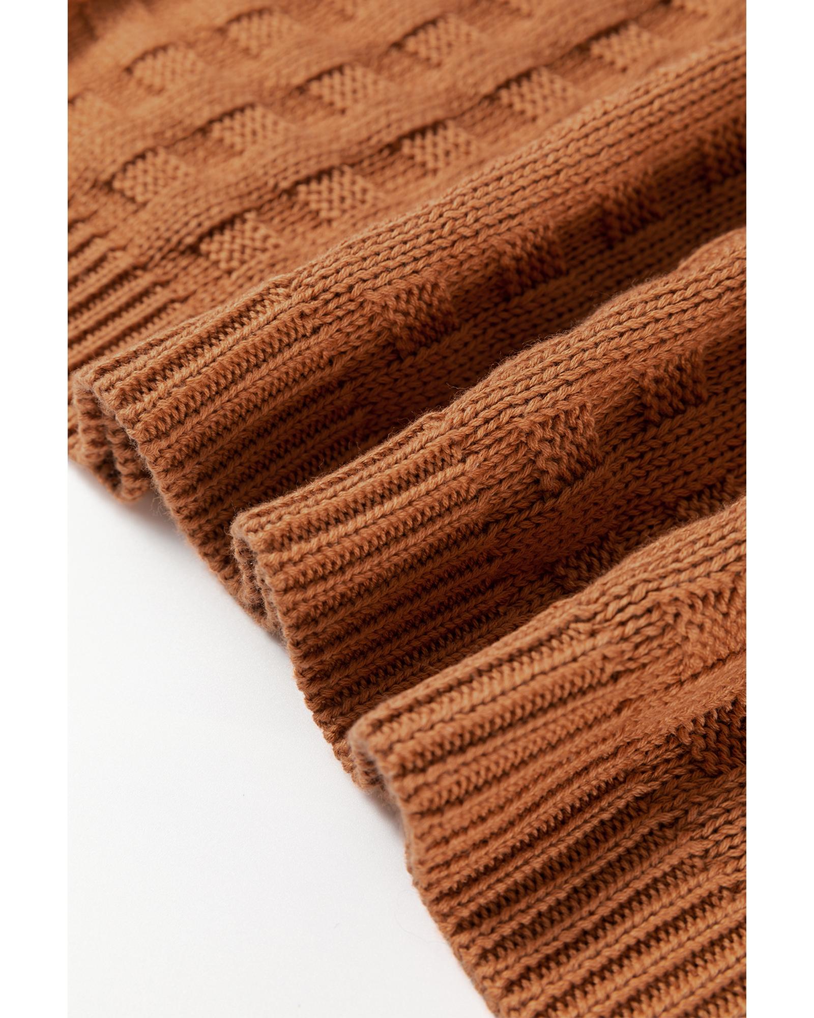 Camel Round Neck Textured Knit Sweater Vest - XL