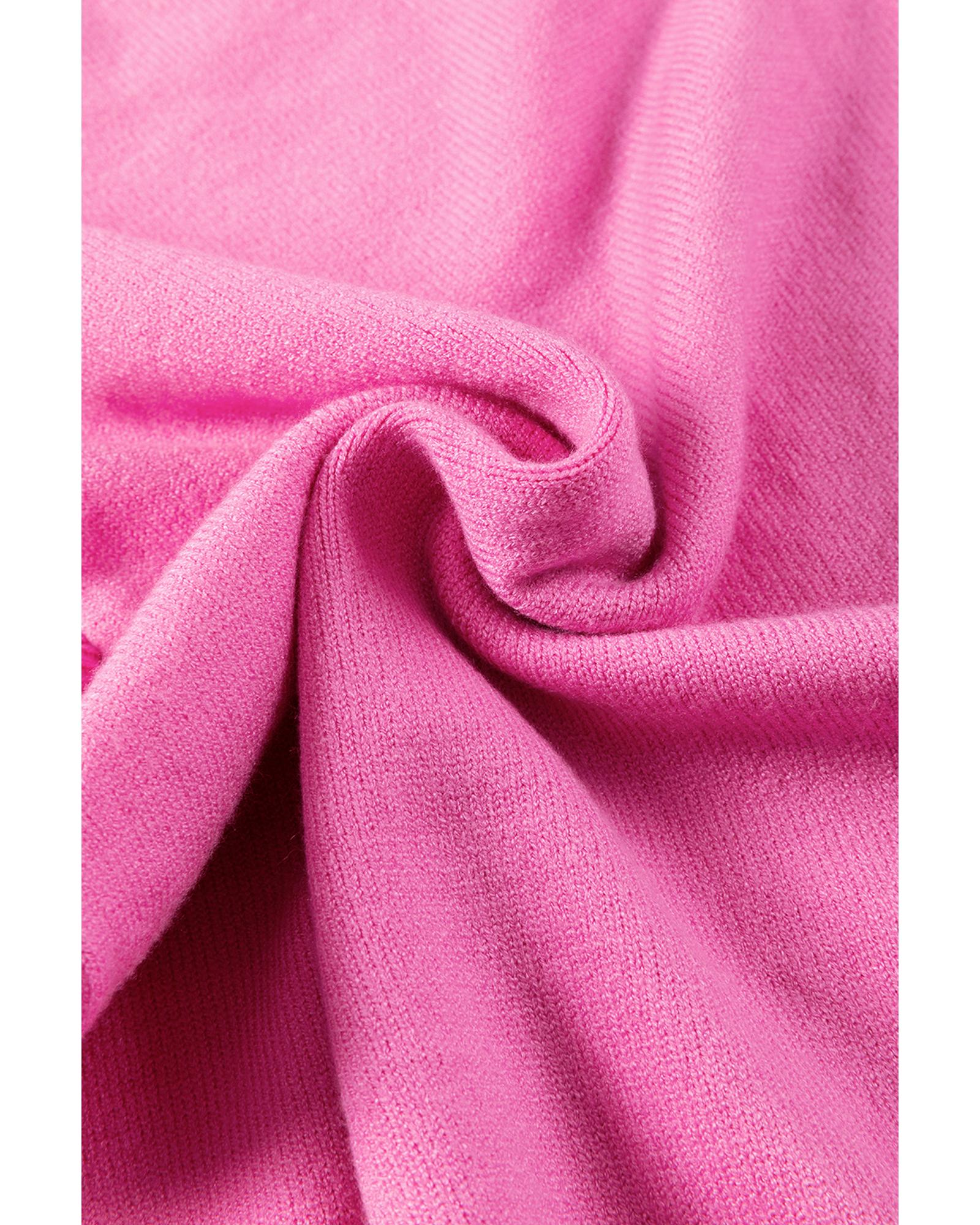 Bonbon Ribbed Mock Neck Ruffled Short Sleeve Sweater - L