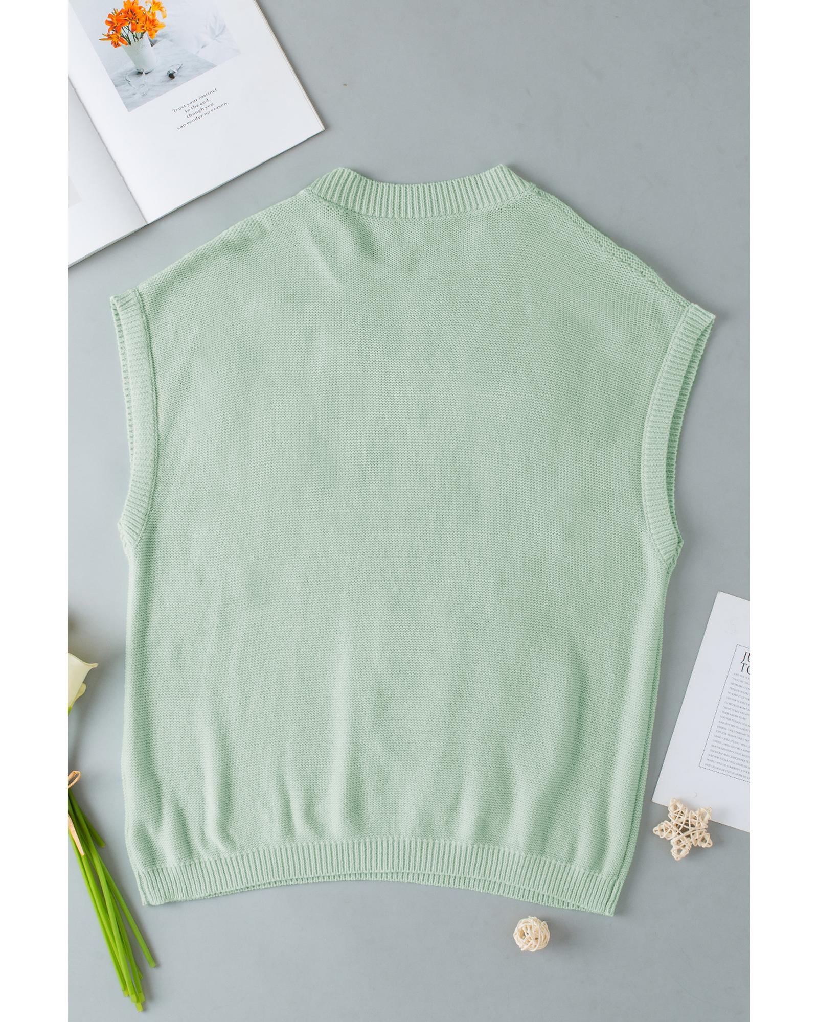 Moonlight Jade Multi Crochet Flower Knit Short Sleeve Sweater Top - XL