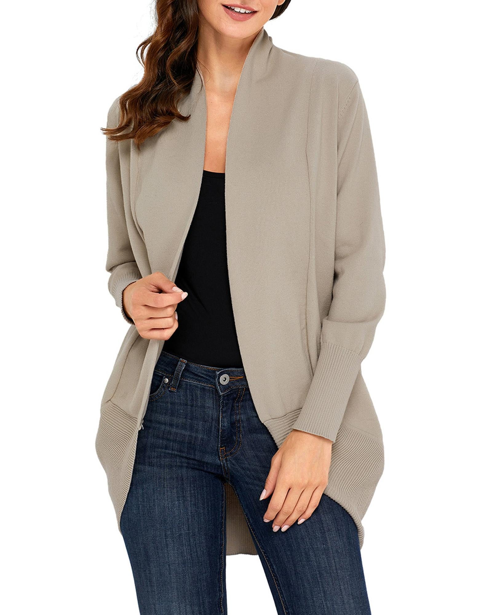 Azura Exchange Khaki Super Soft Long Sleeve Open Cardigan - L