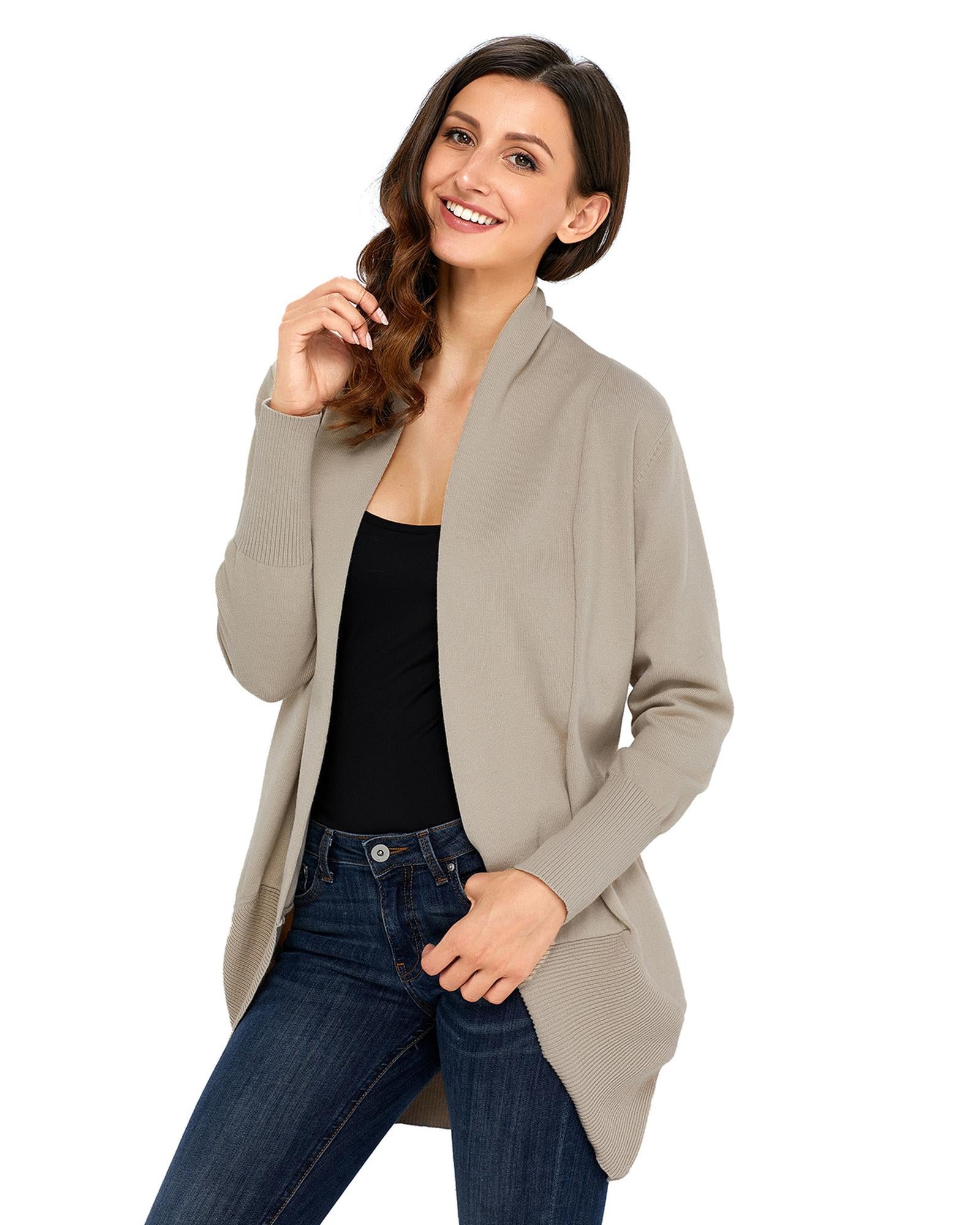 Azura Exchange Khaki Super Soft Long Sleeve Open Cardigan - S