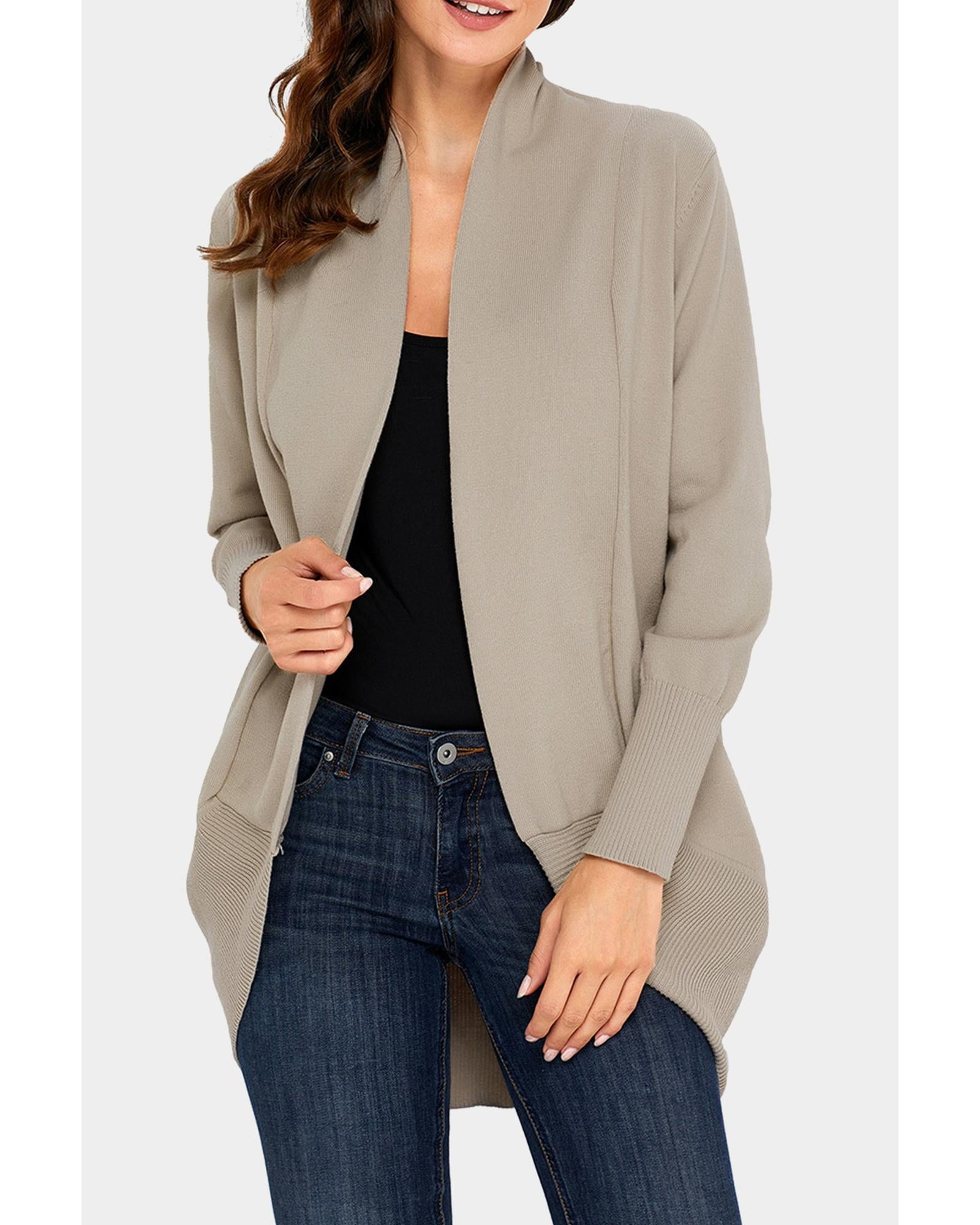 Azura Exchange Khaki Super Soft Long Sleeve Open Cardigan - 2XL