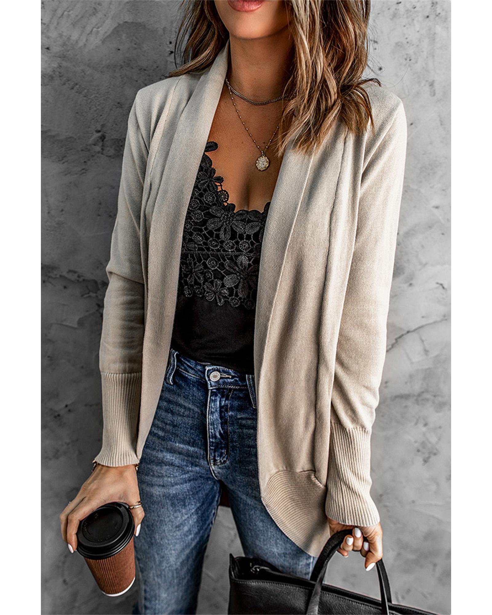 Azura Exchange Khaki Super Soft Long Sleeve Open Cardigan - 2XL