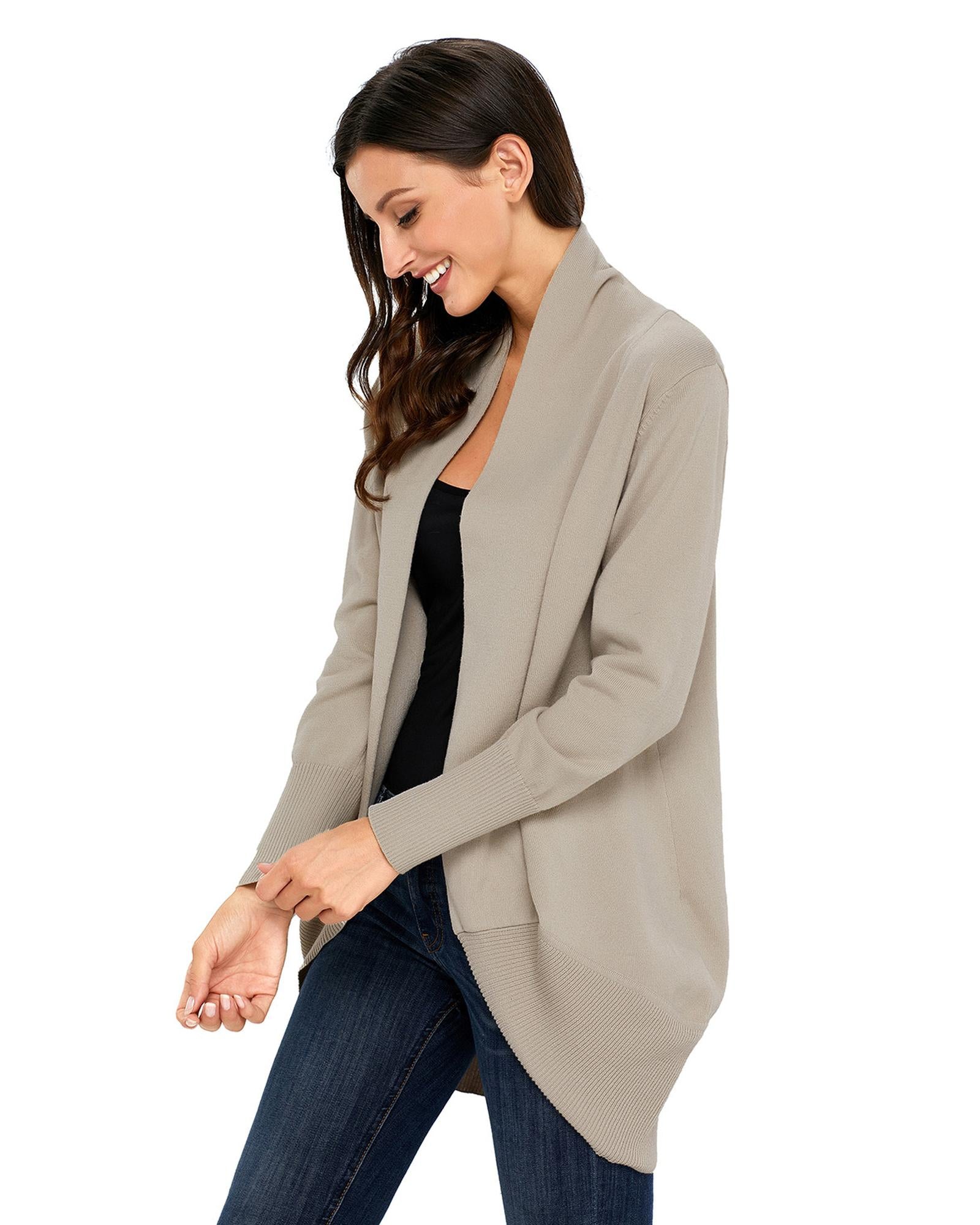Azura Exchange Khaki Super Soft Long Sleeve Open Cardigan - 2XL