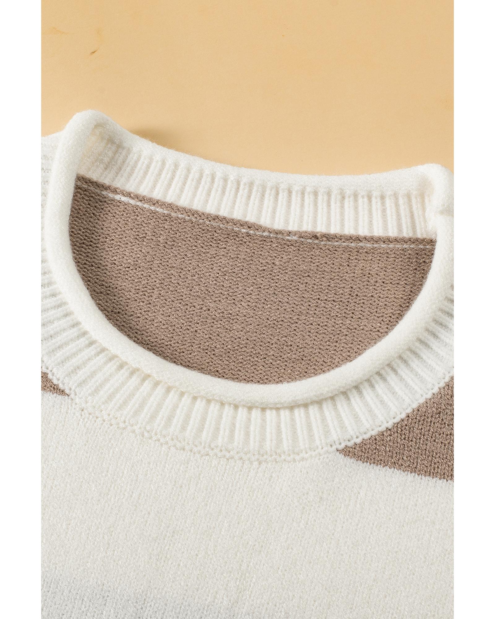 Khaki Stripe Dropped Short Sleeve Lightweight Knitted Top - L