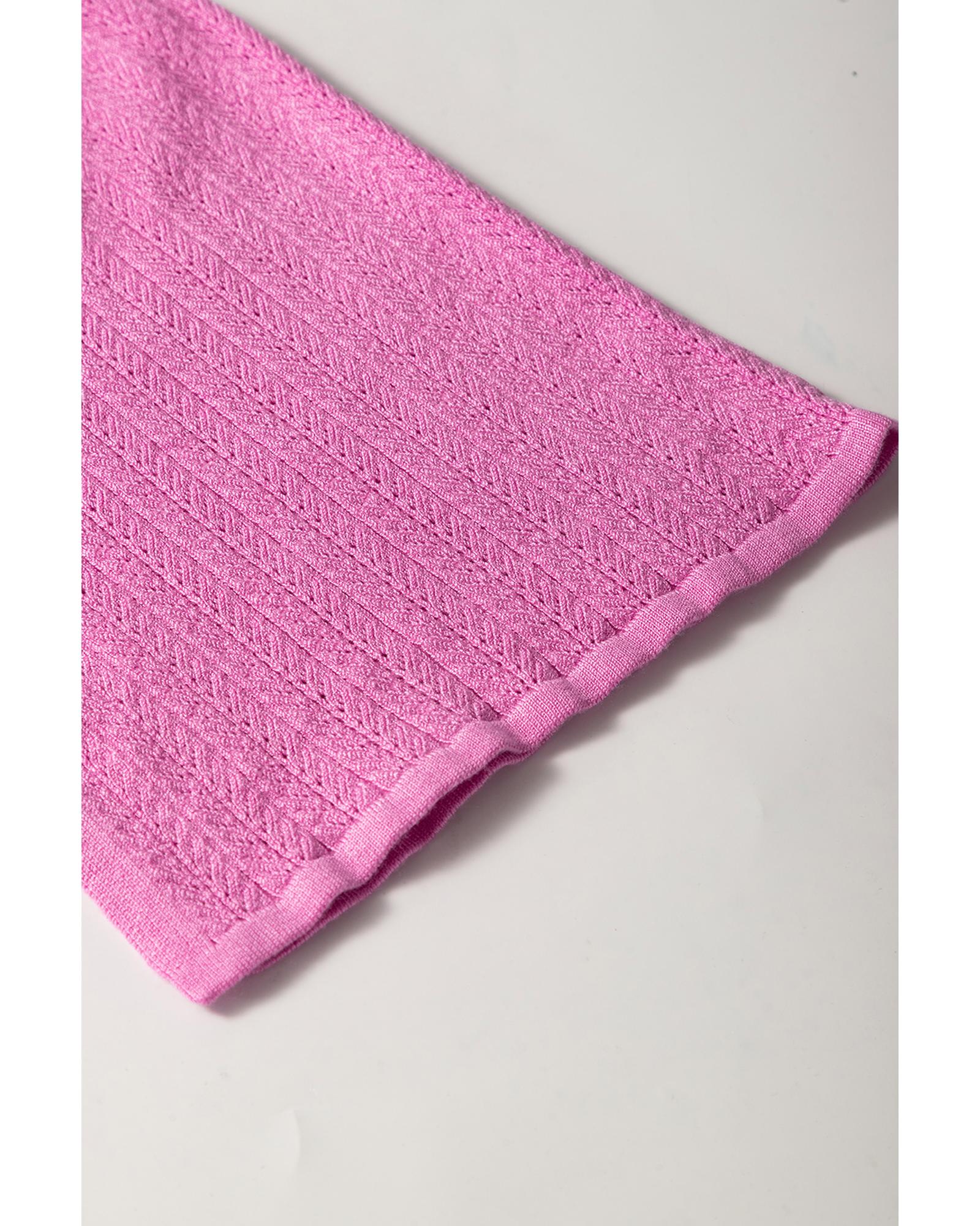 Phalaenopsis Textured Square Neck Half Sleeve Knitted Top - M