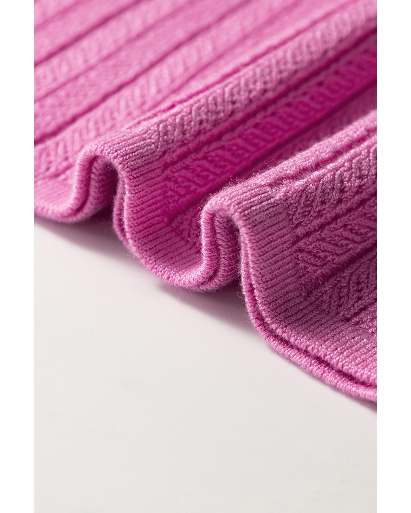 Phalaenopsis Textured Square Neck Half Sleeve Knitted Top - XL