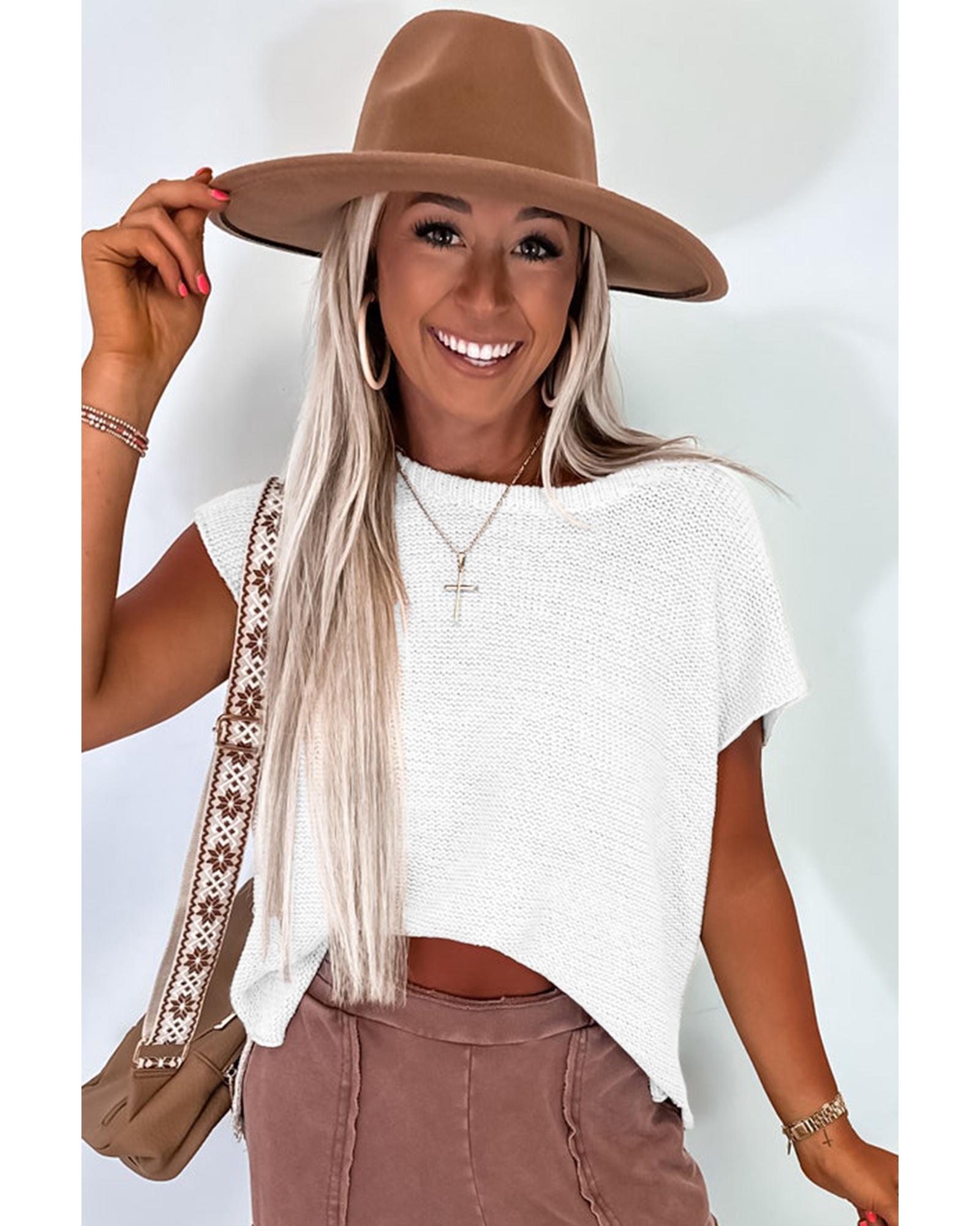 Jet Stream Solid Color Sweater Tee with Side Slits - M