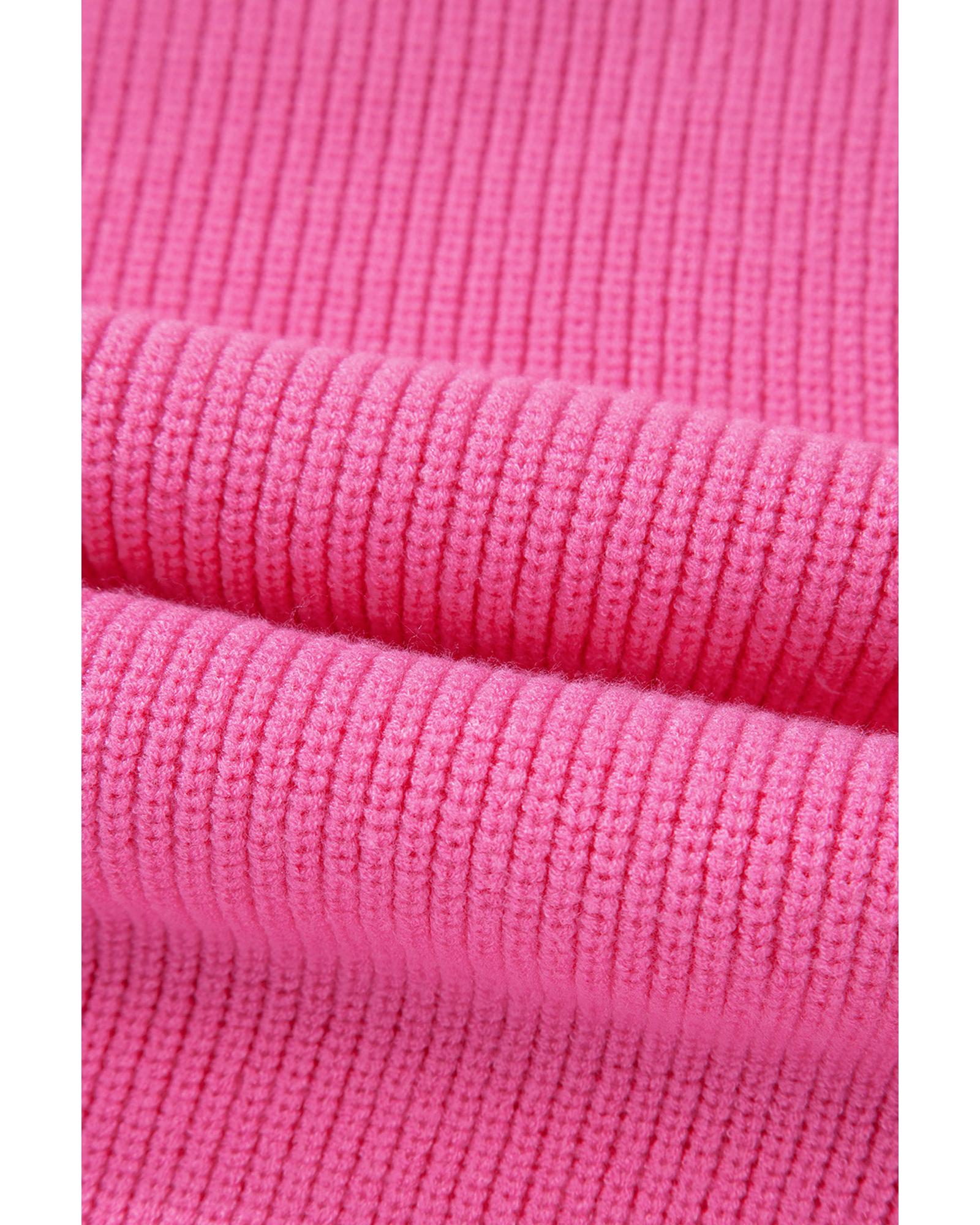 Bright Pink Western Horse Embroidered Round Neck Sweater Tee - S