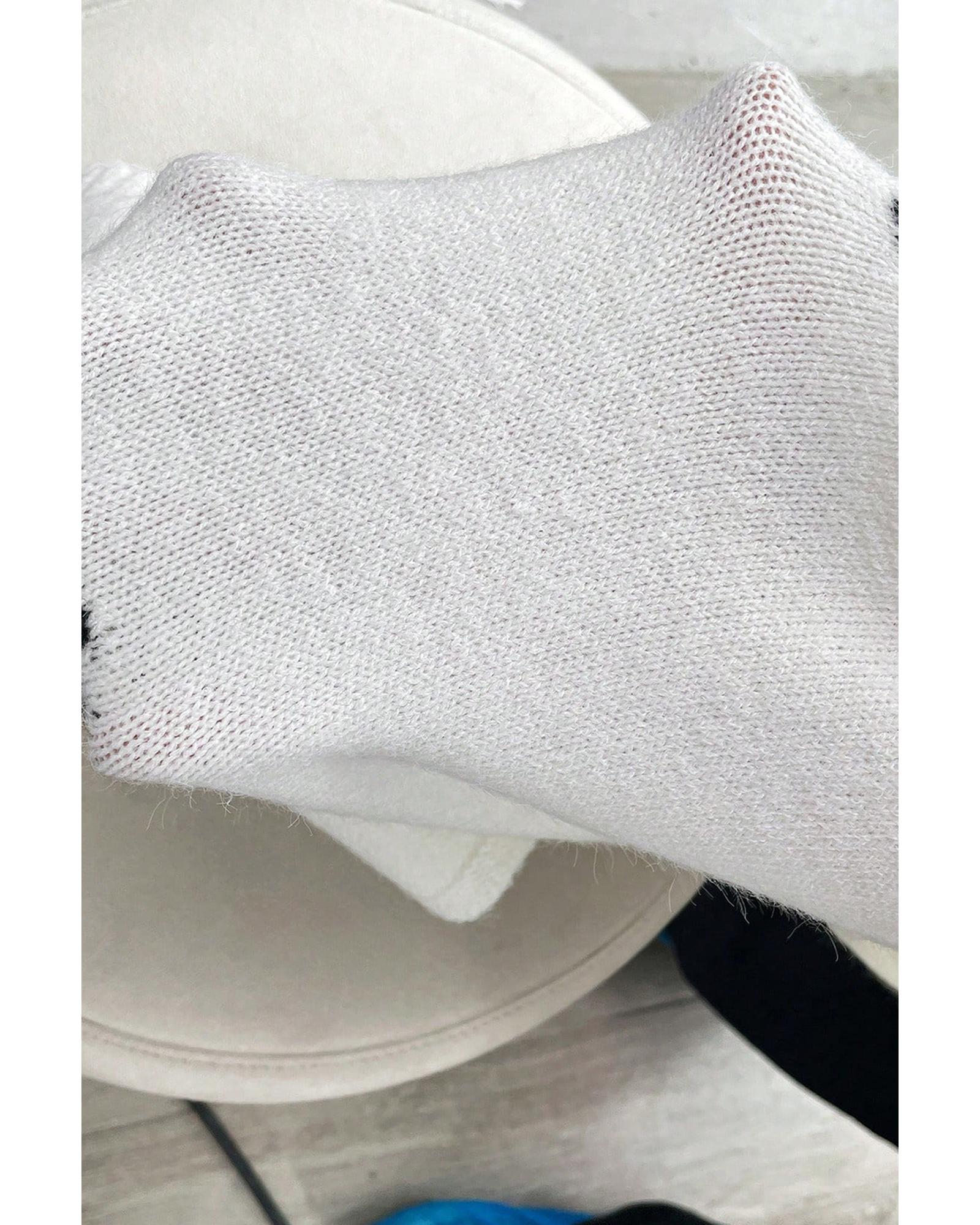 Black Bow Pattern Knit Short Sleeve Sweater - M