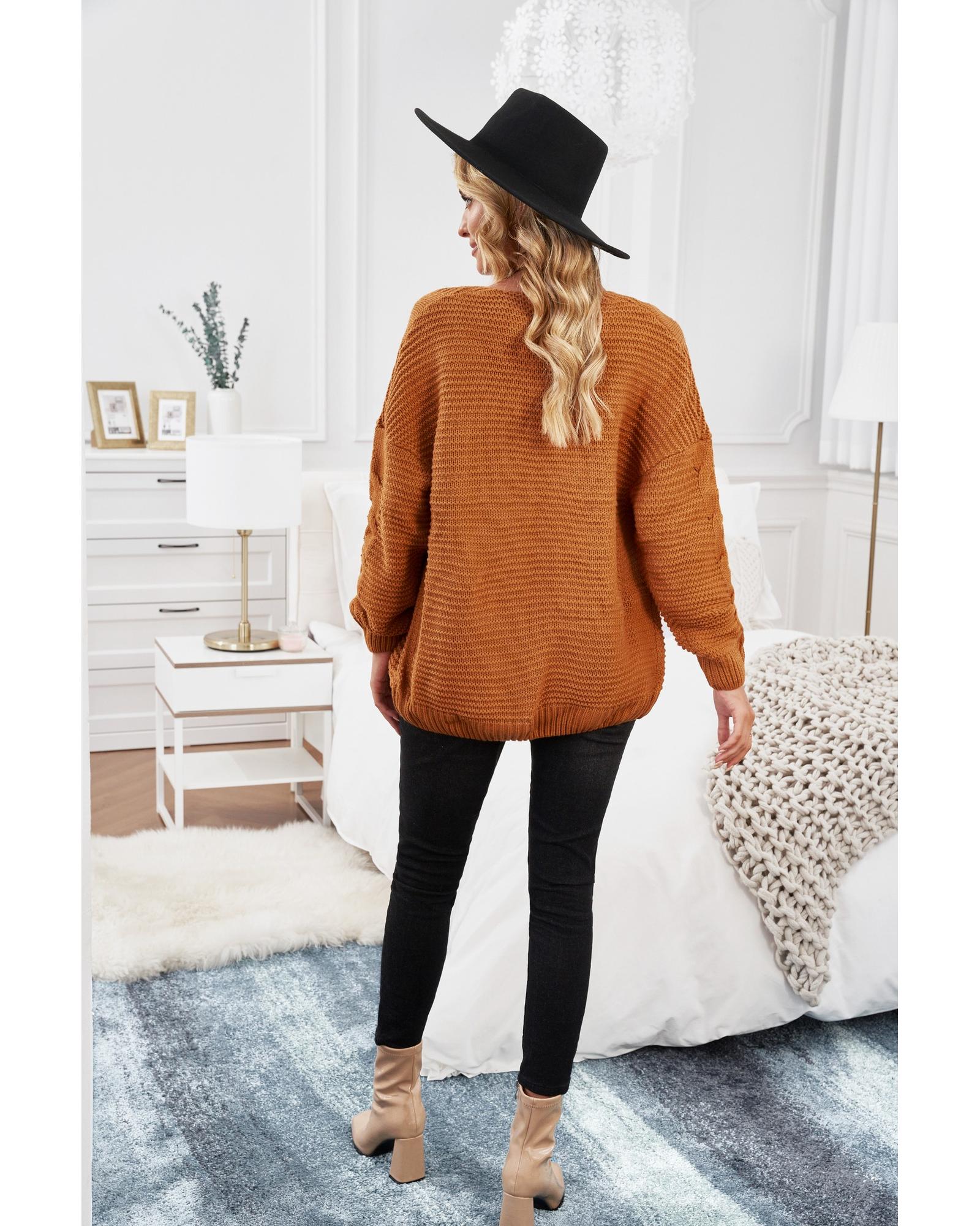 Khaki Chunky Wide Long Sleeve Knit Cardigan - S