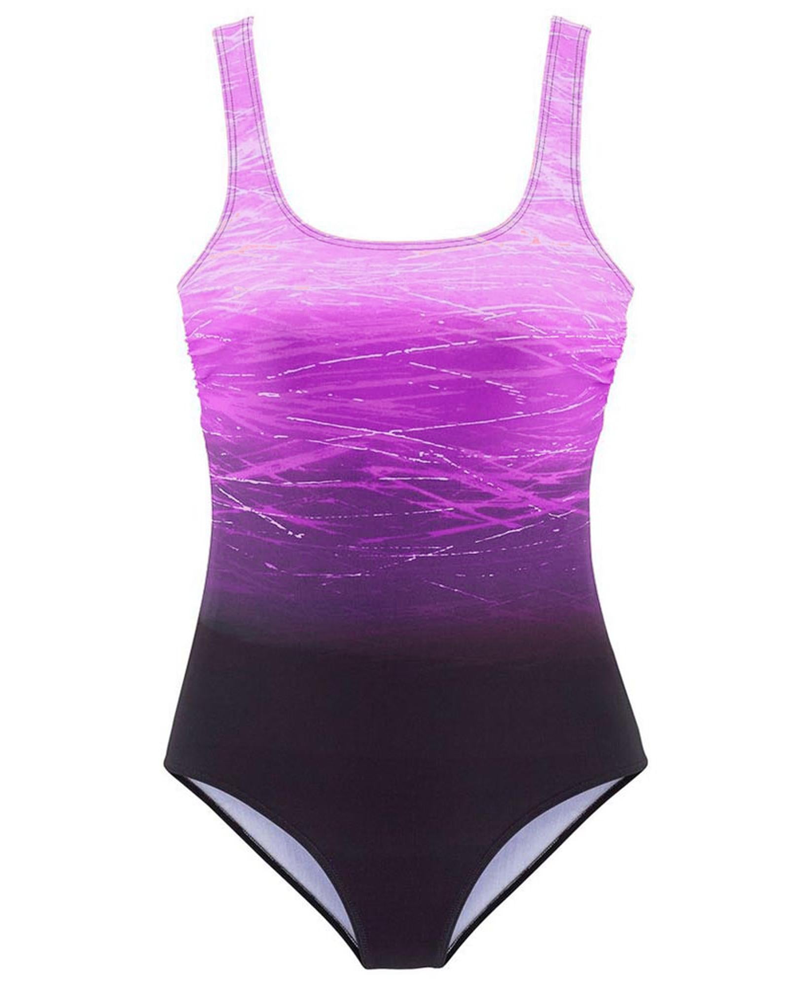 Purple Gradient Criss Cross Back One Piece Swimsuit - 2XL