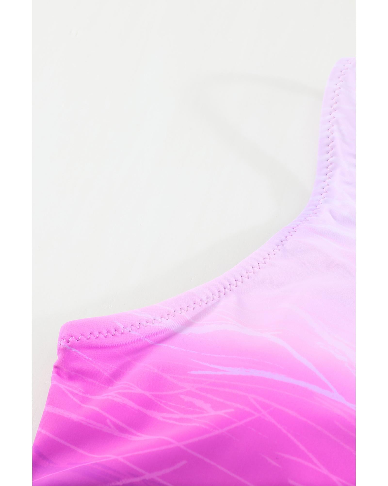 Purple Gradient Criss Cross Back One Piece Swimsuit - 2XL