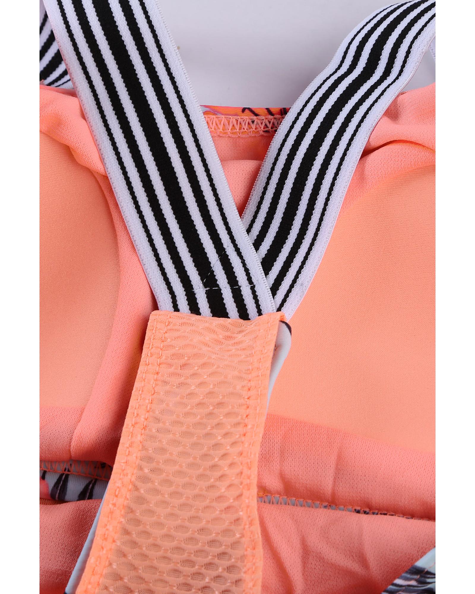 Azura Exchange Orange Printed Splicing Racerback Tankini - 2XL