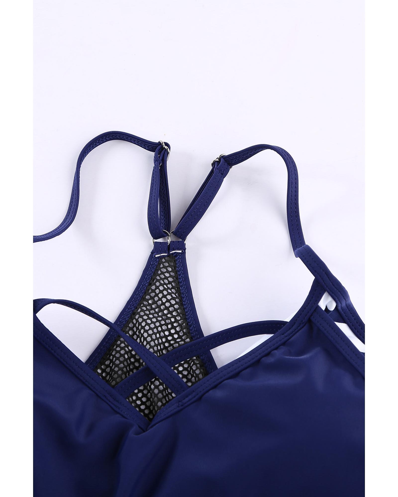 Blue Tankini with Stripes Patchwork - XL