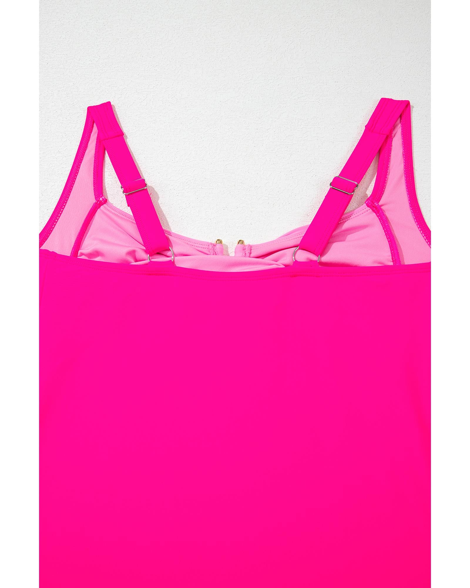Bonbon Ruched Tummy Control Tankini 2pcs Swimsuit - M