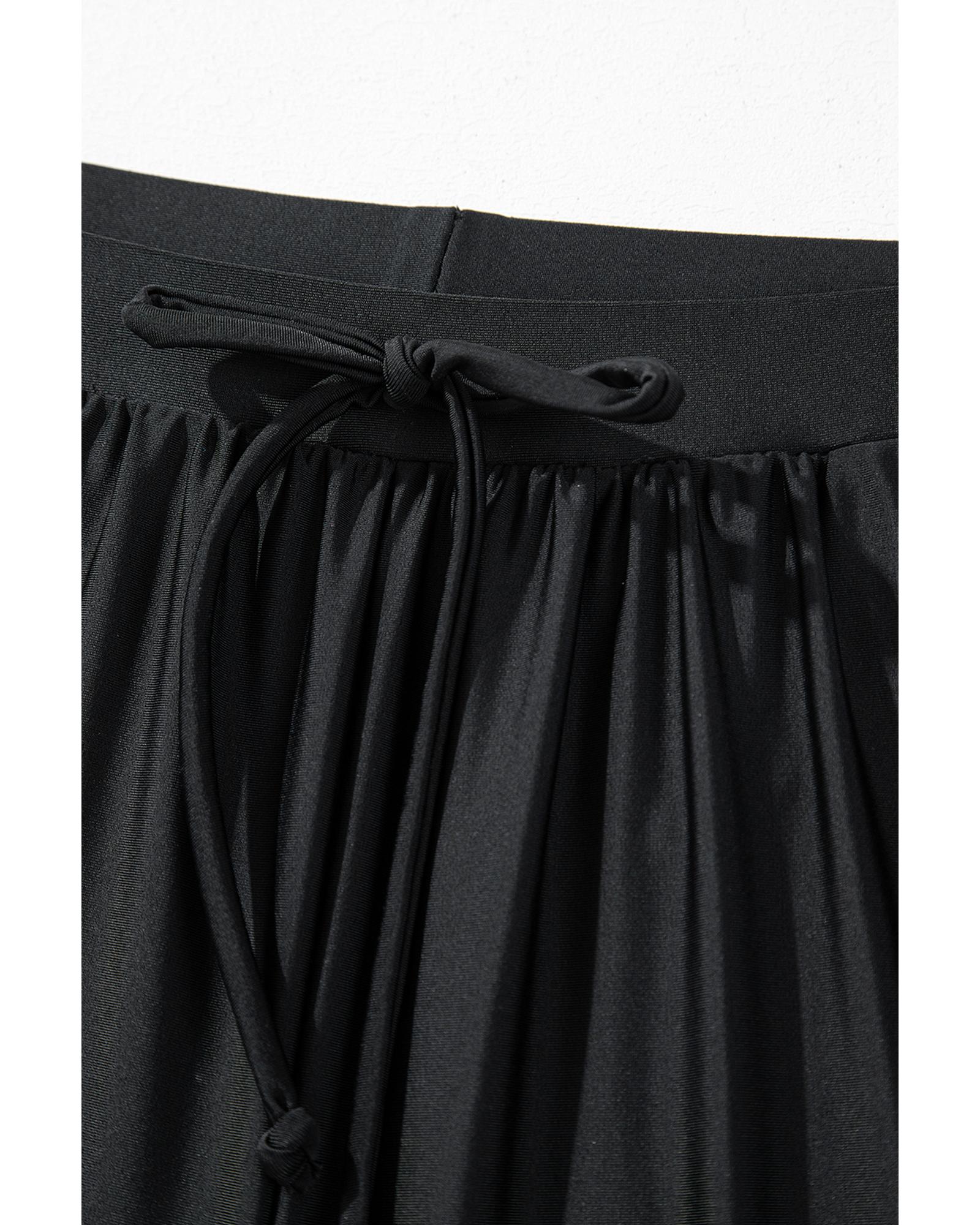 Black Scalloped Trim Beach Shorts - S