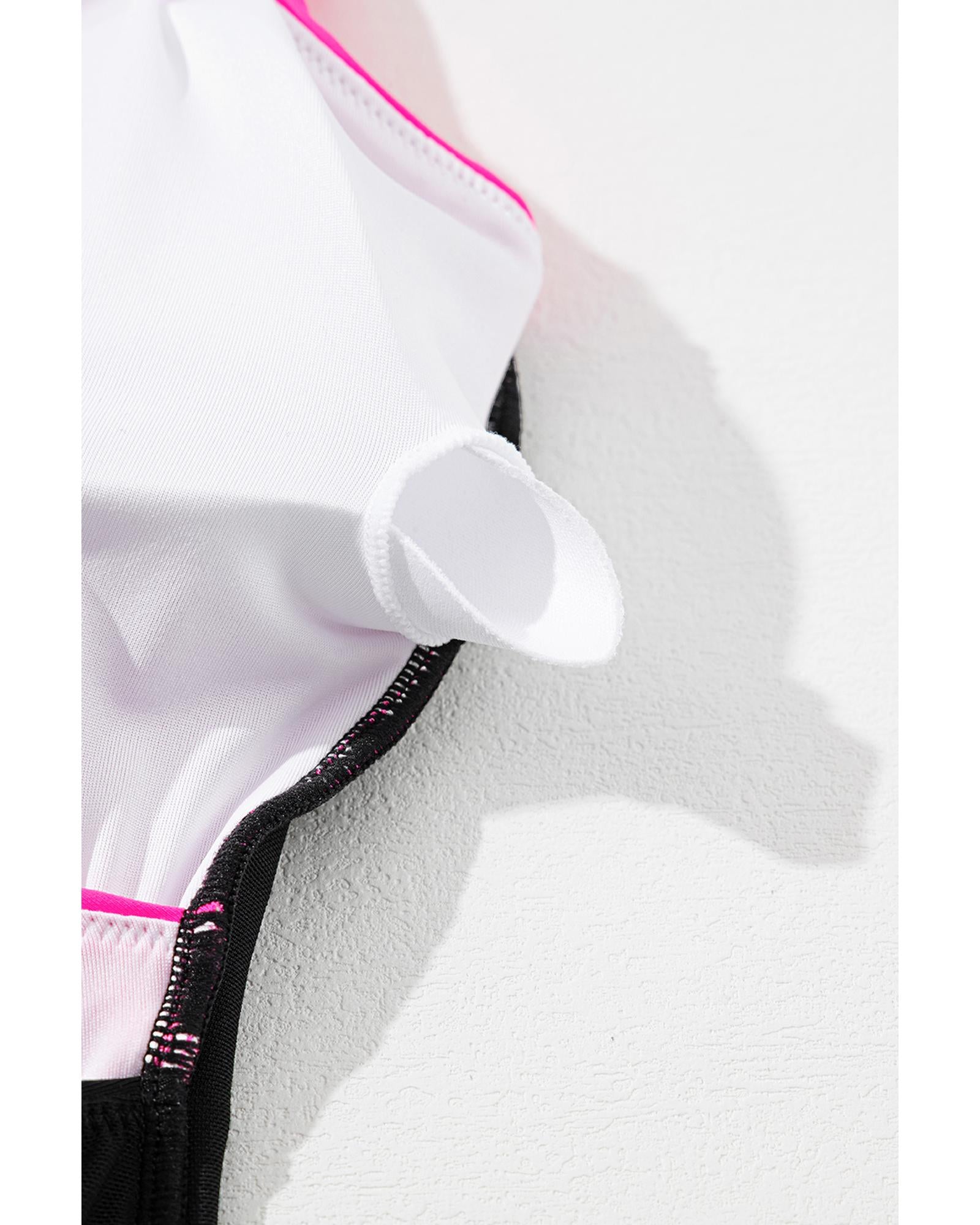 Rose Red Crossover Colorblock Cutout One Piece Swimsuit - M