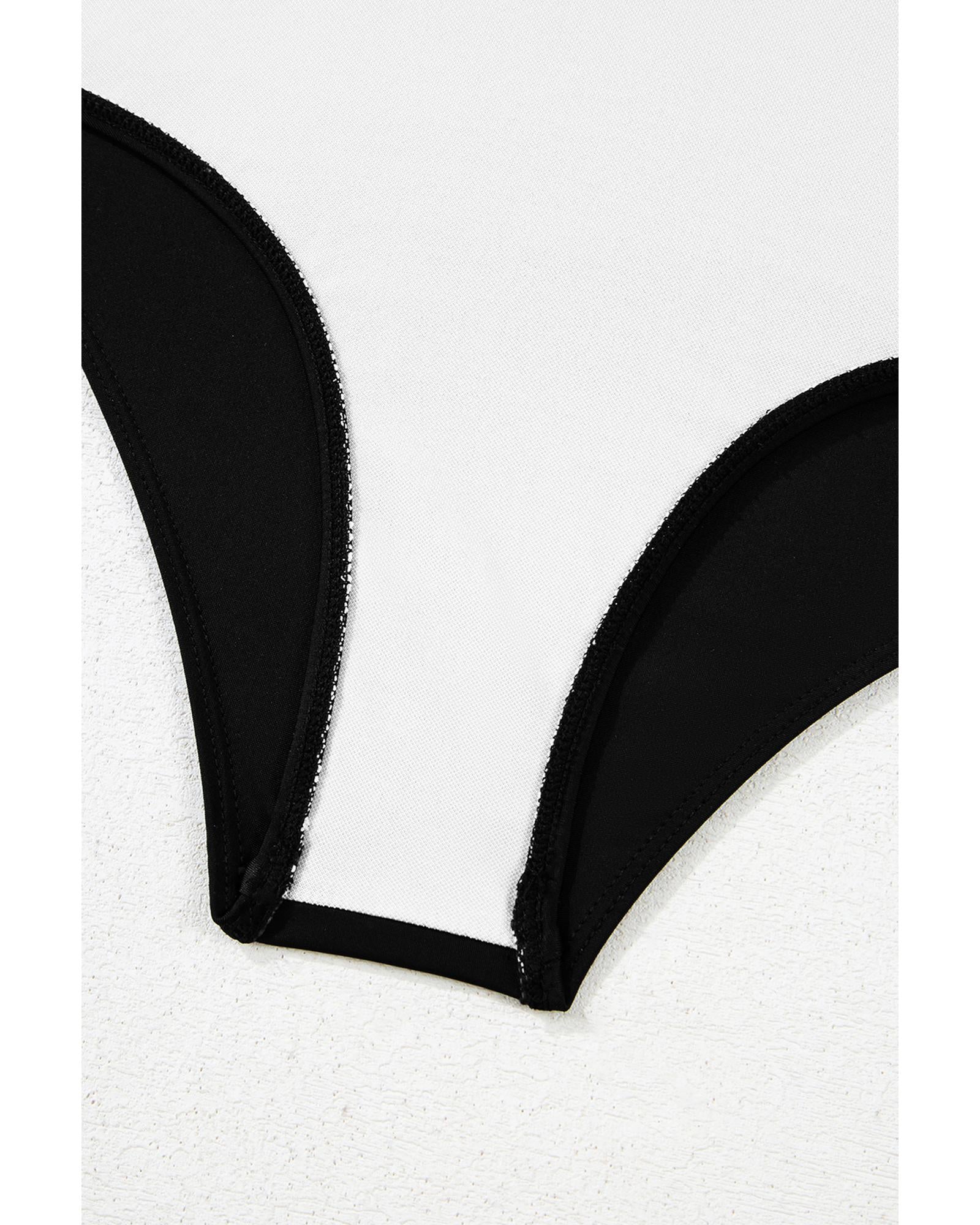 Black Leopard 2-tone Crossed Cutout Backless Monokini - S
