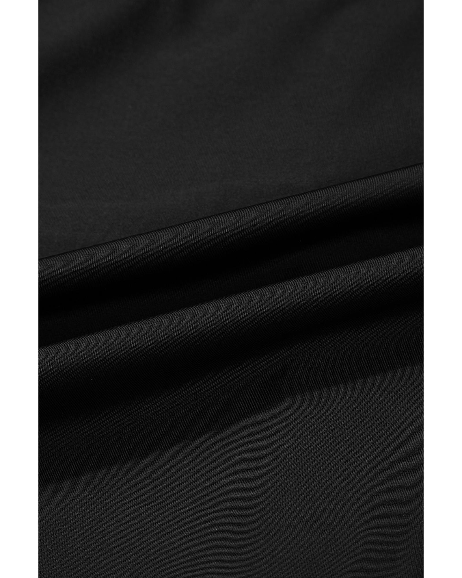 Black V Neck Twist Ruched Crisscross Backless One-Piece Swimsuit - M