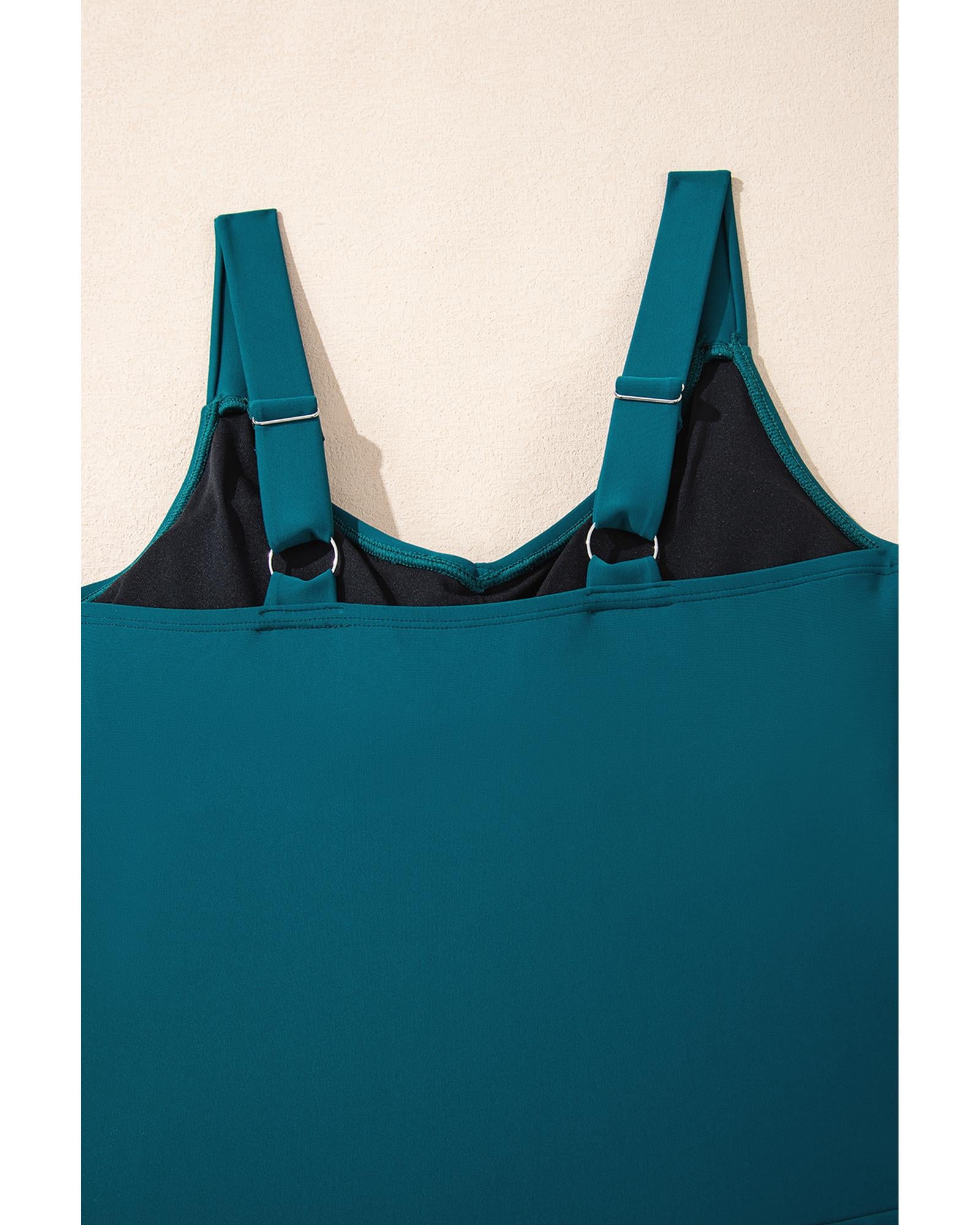 Sea Green Adjustable Straps Cutout Ruched Knot Slit One Piece Swim Dress - XL