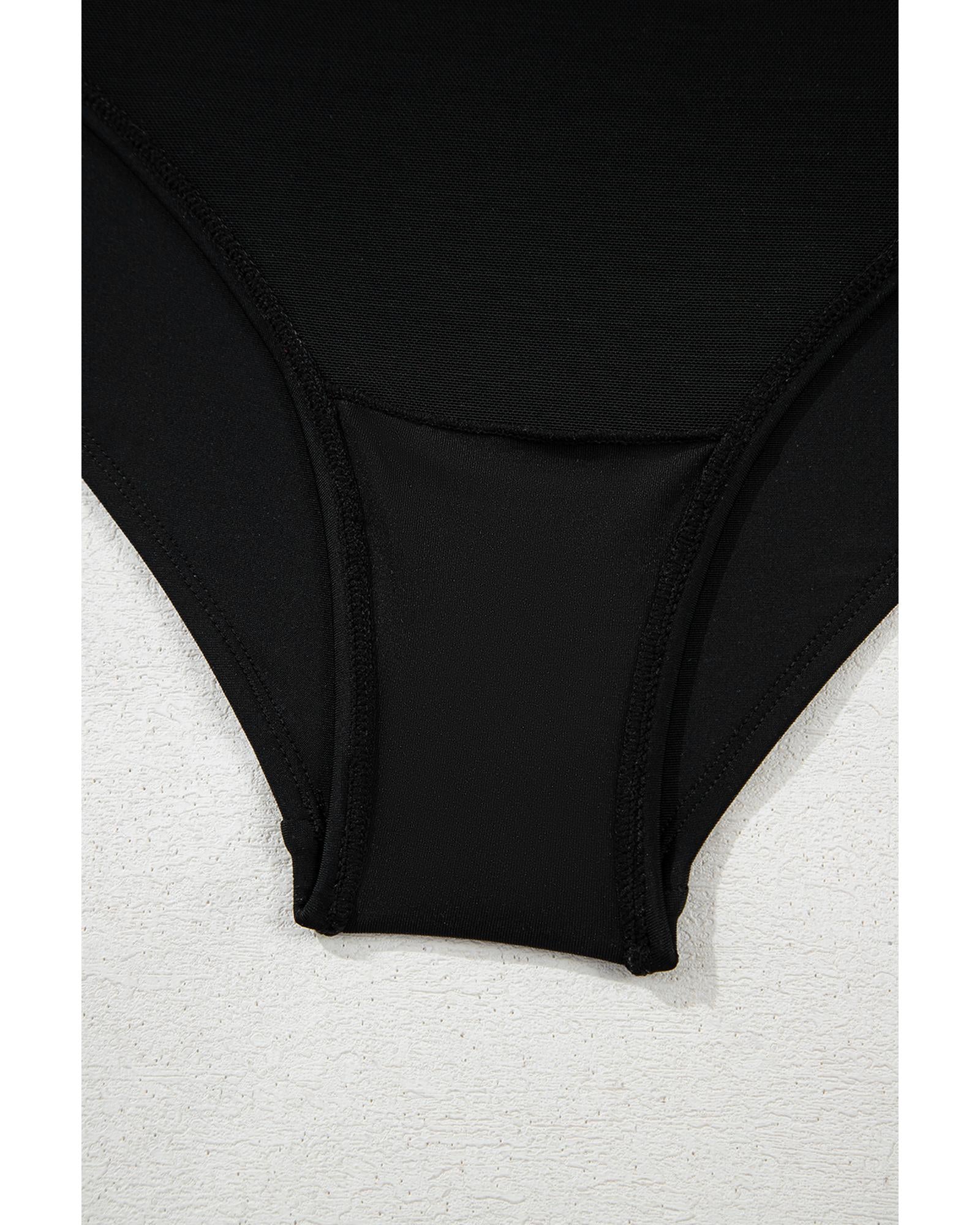 Black Sleeveless Strappy Halter Neck Sexy One Piece Swimsuit - 2XL