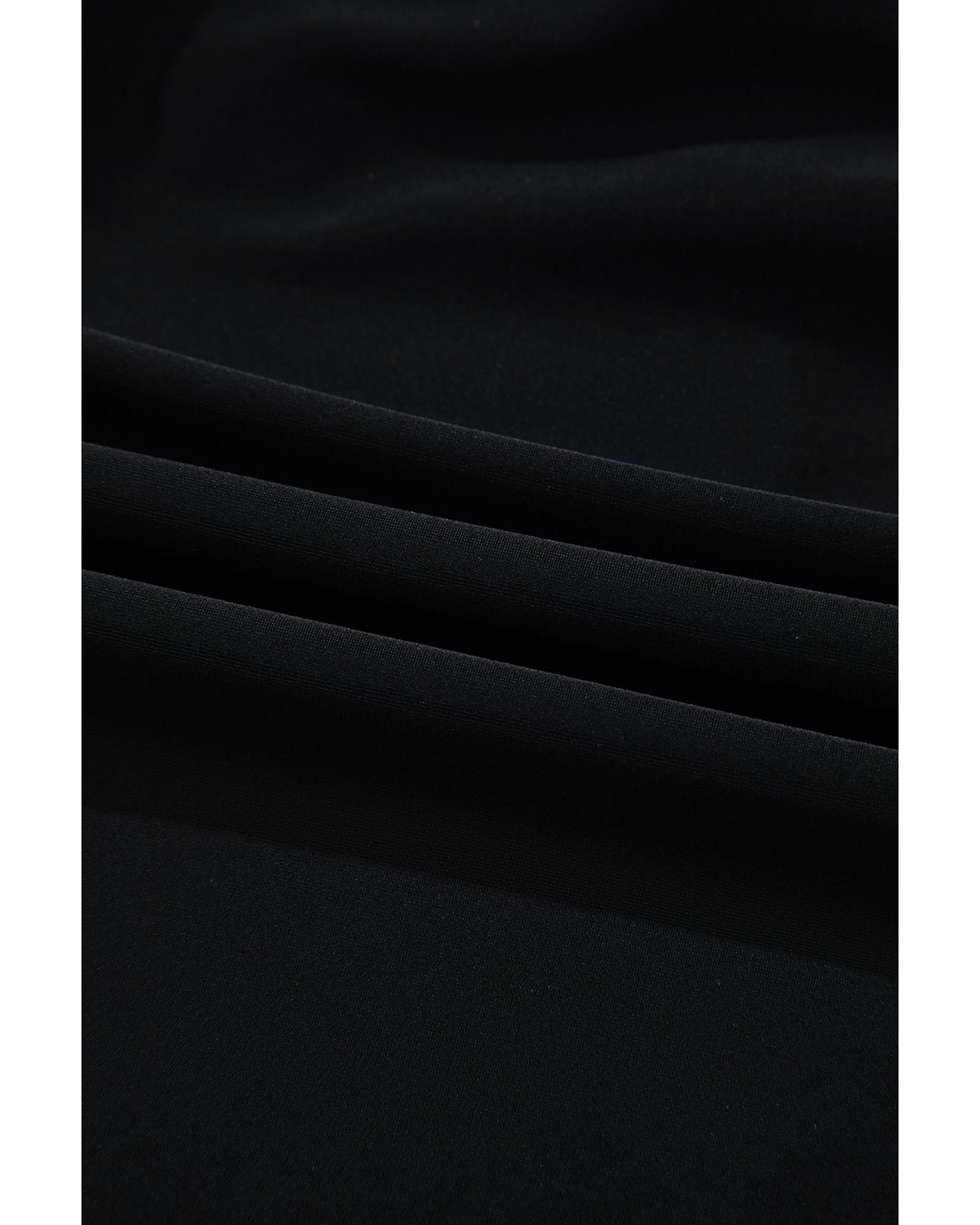 Black Sleeveless Strappy Halter Neck Sexy One Piece Swimsuit - M