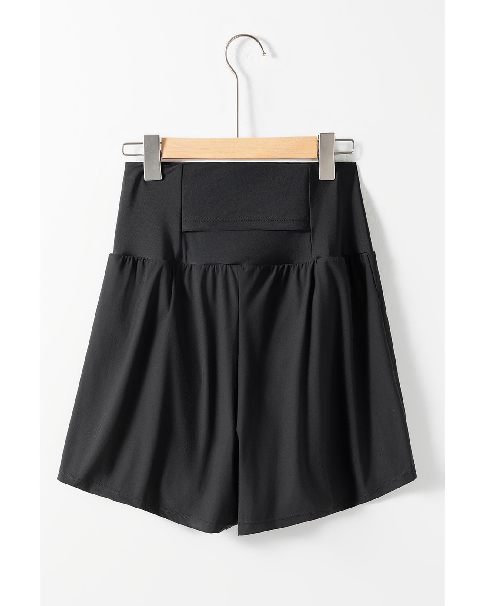 Black Pocketed Wide Waistband Swim Shorts - L