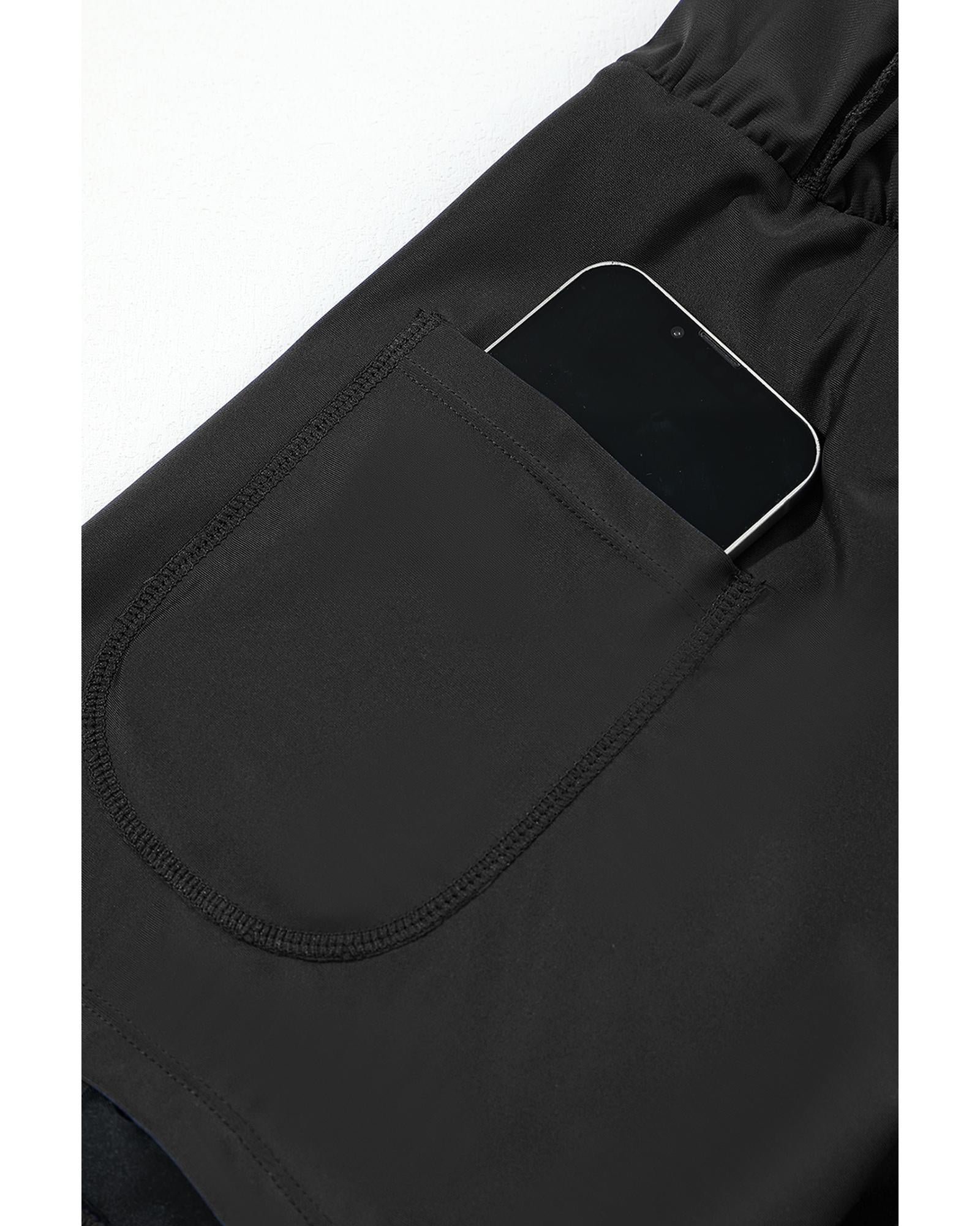 Black Pocketed Wide Waistband Swim Shorts - M