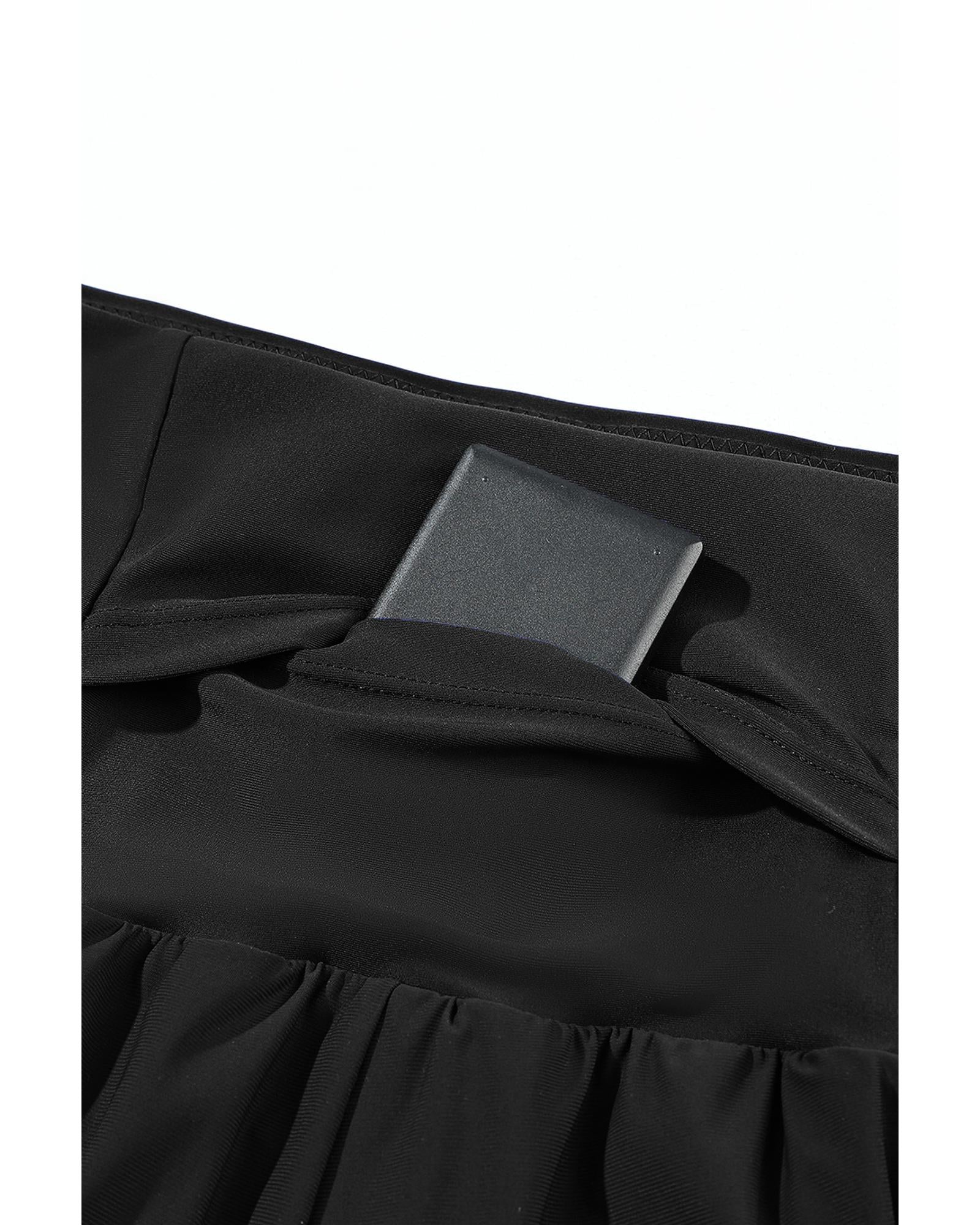Black Pocketed Wide Waistband Swim Shorts - S