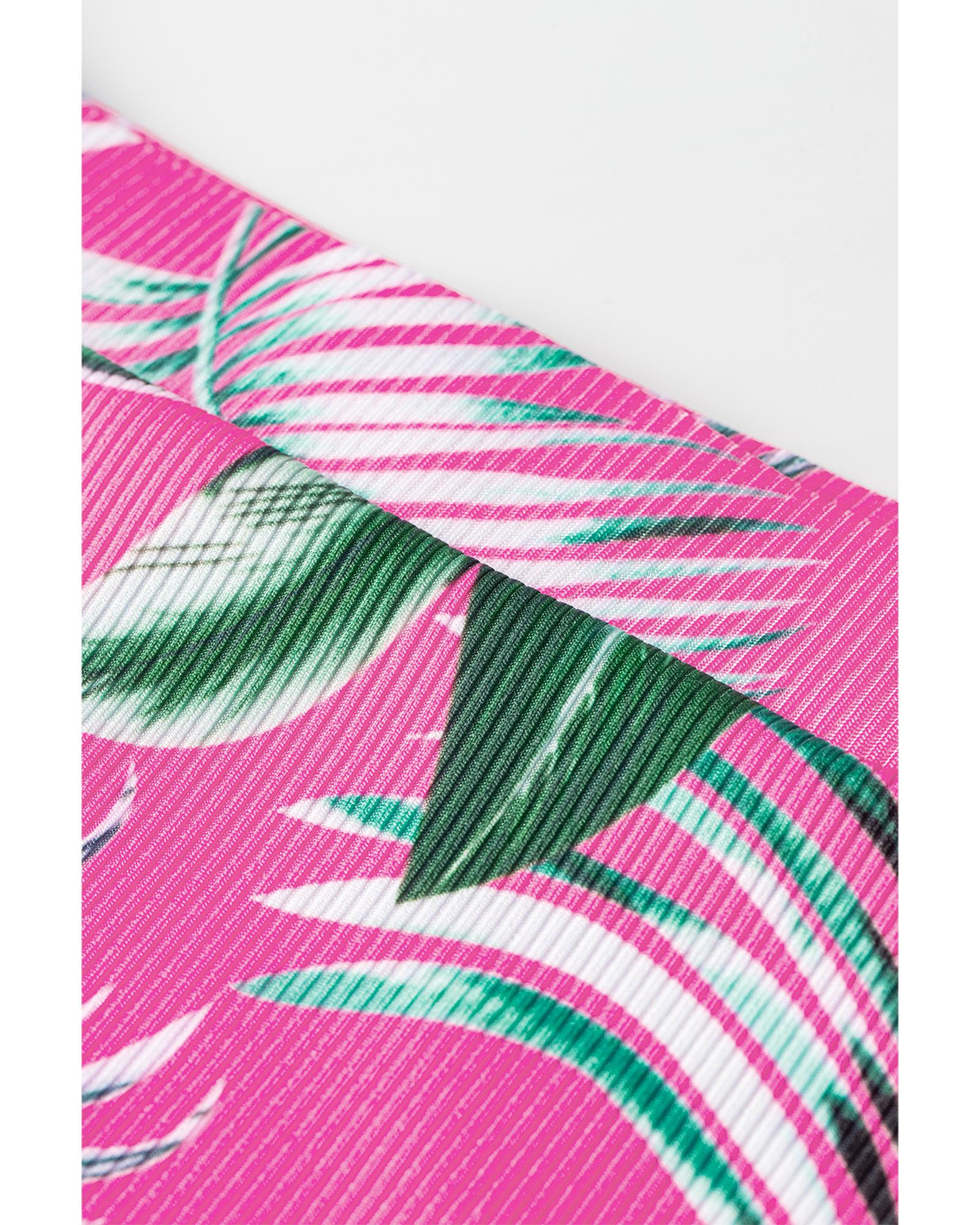 Rose Tropical Print Textured Bikini Bottoms - XL