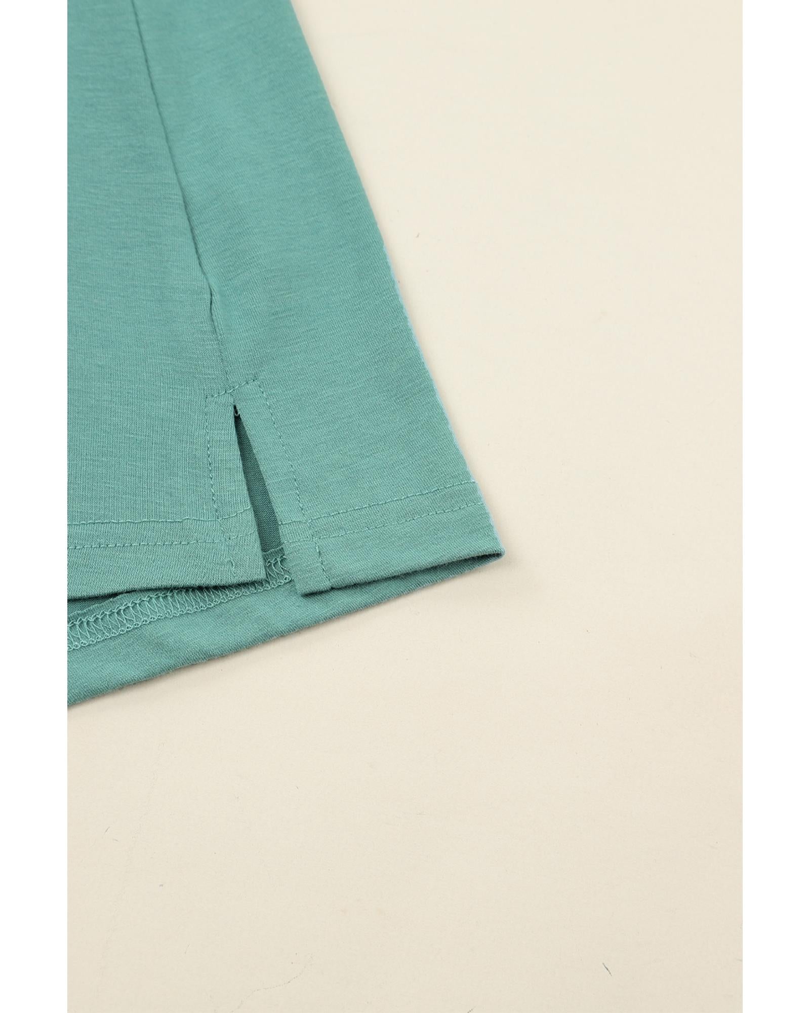 Green Button Up High Waist Long Sleeve Dress - S