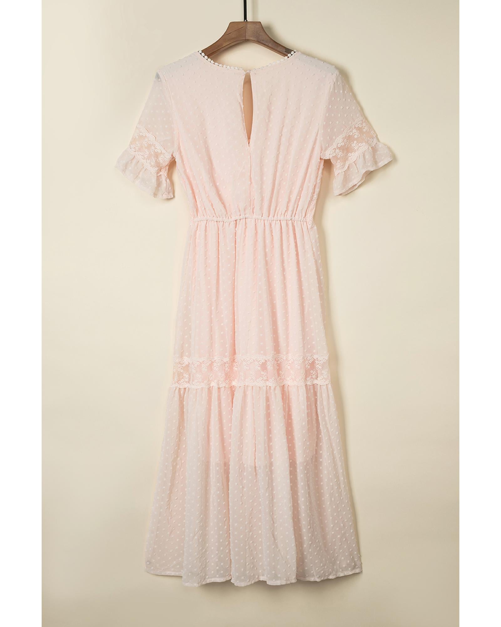 Swiss Dot Lace Trim Maxi Dress - XL