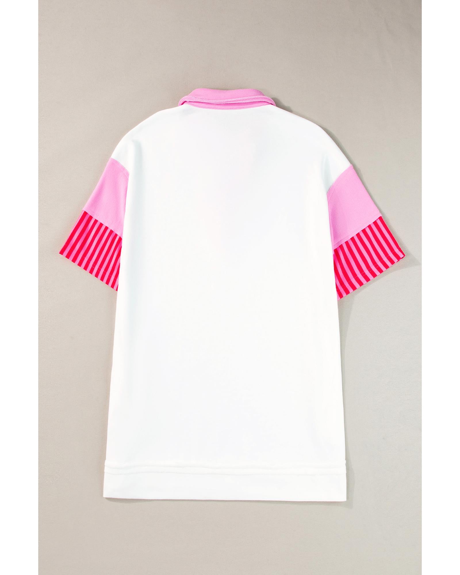 White Stripe Colorblock Patchwork Short Sleeve T Shirt Dress - XL
