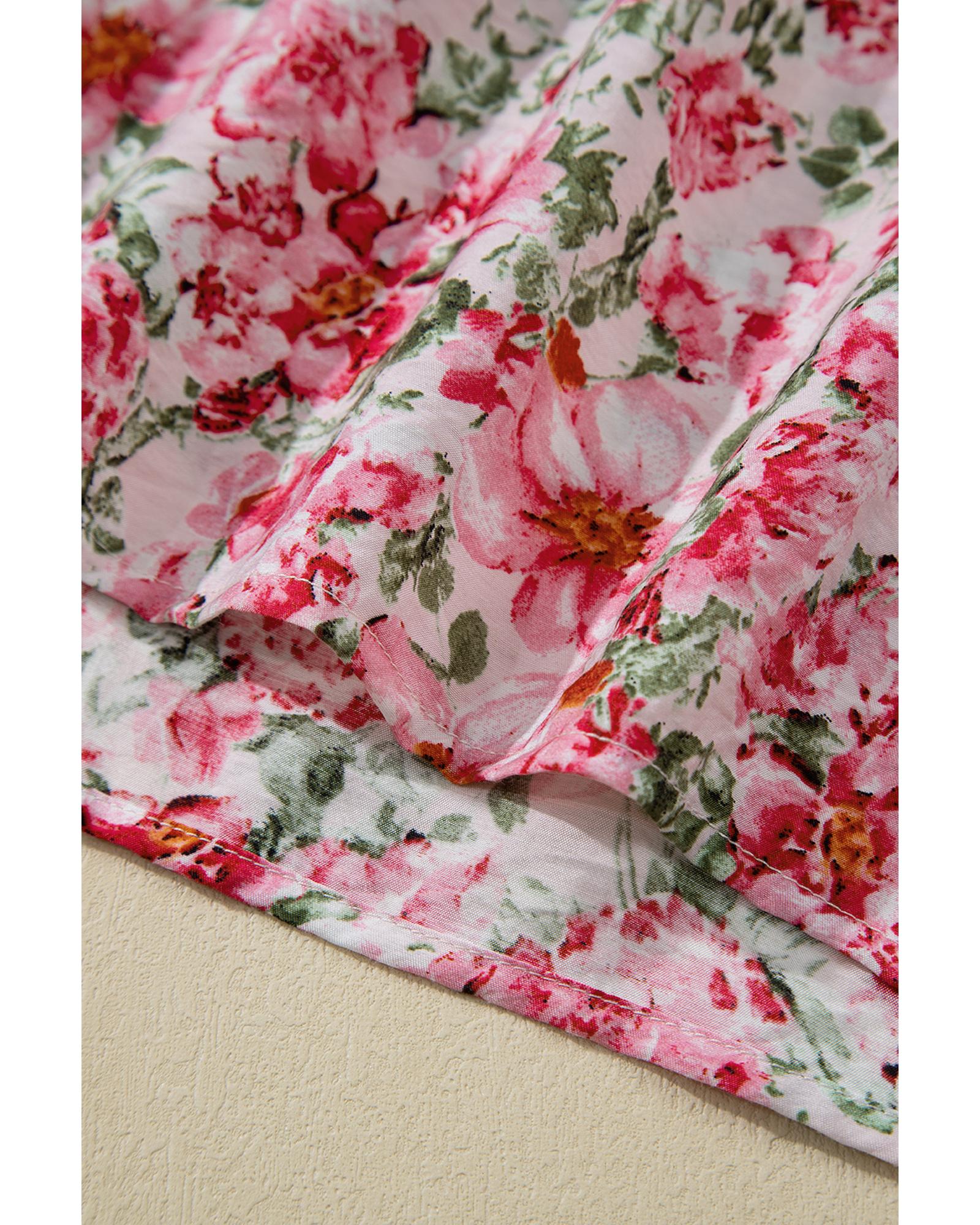 Pink Floral Lace Tied Strap Empire Waist Maxi Dress - XL