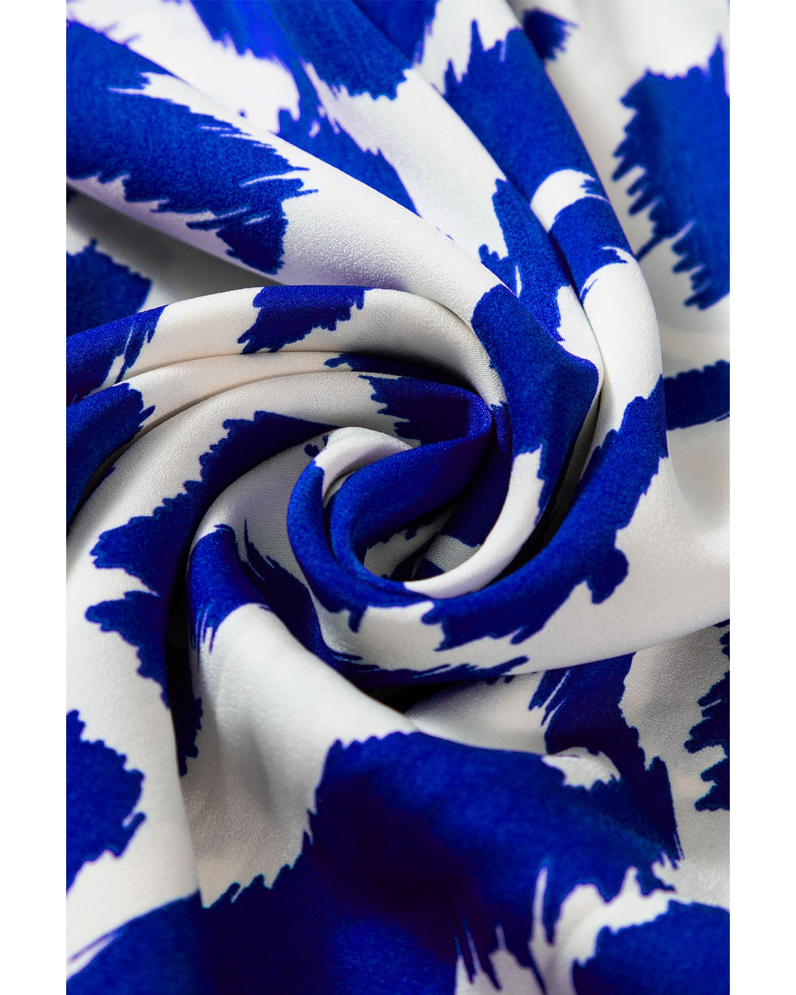 Blue Western Abstract Geometric Printed Maxi Dress - L