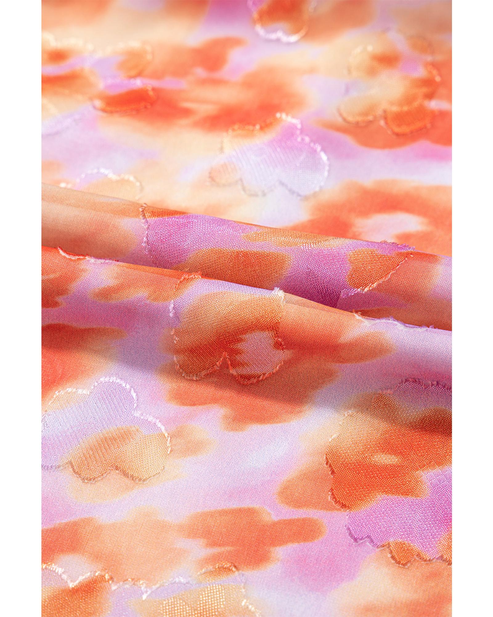 Rose Floral Print Square Neck High Waist Mini Dress - M