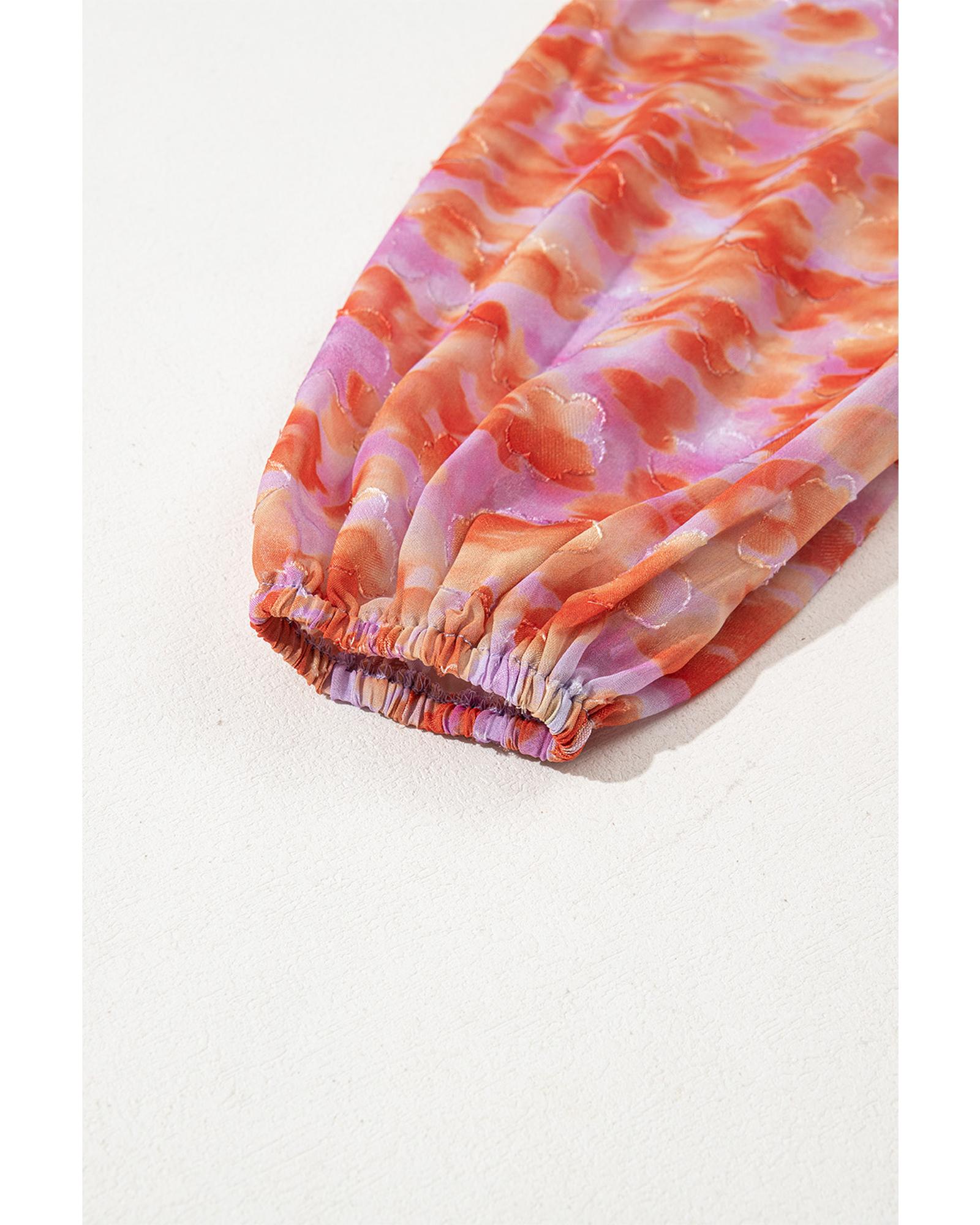 Rose Floral Print Square Neck High Waist Mini Dress - S