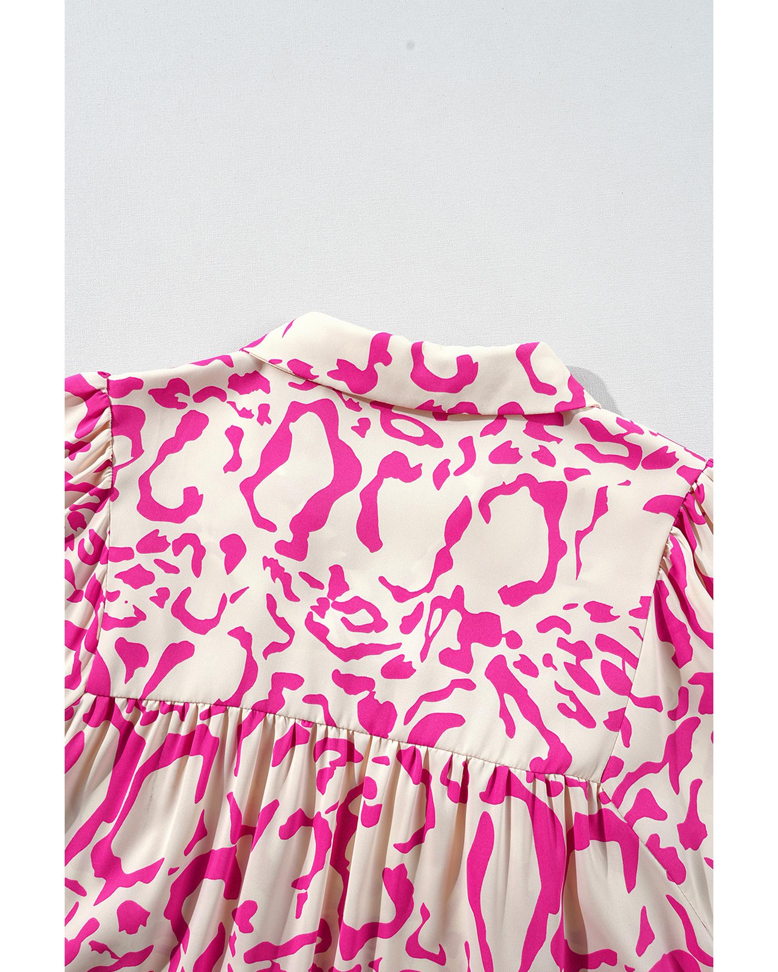 Pink Leopard Print Loose Fit Babydoll Mini Dress - XL