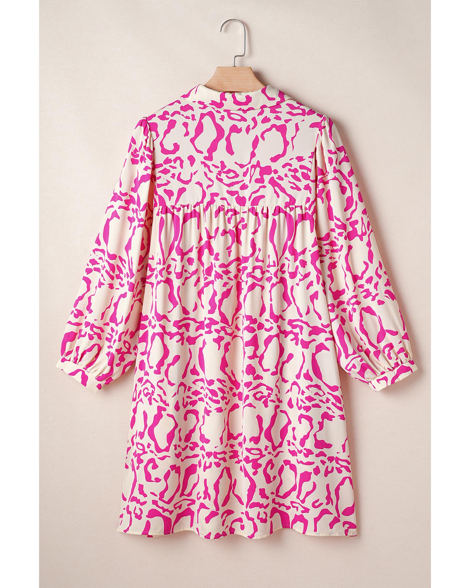 Pink Leopard Print Loose Fit Babydoll Mini Dress - XL