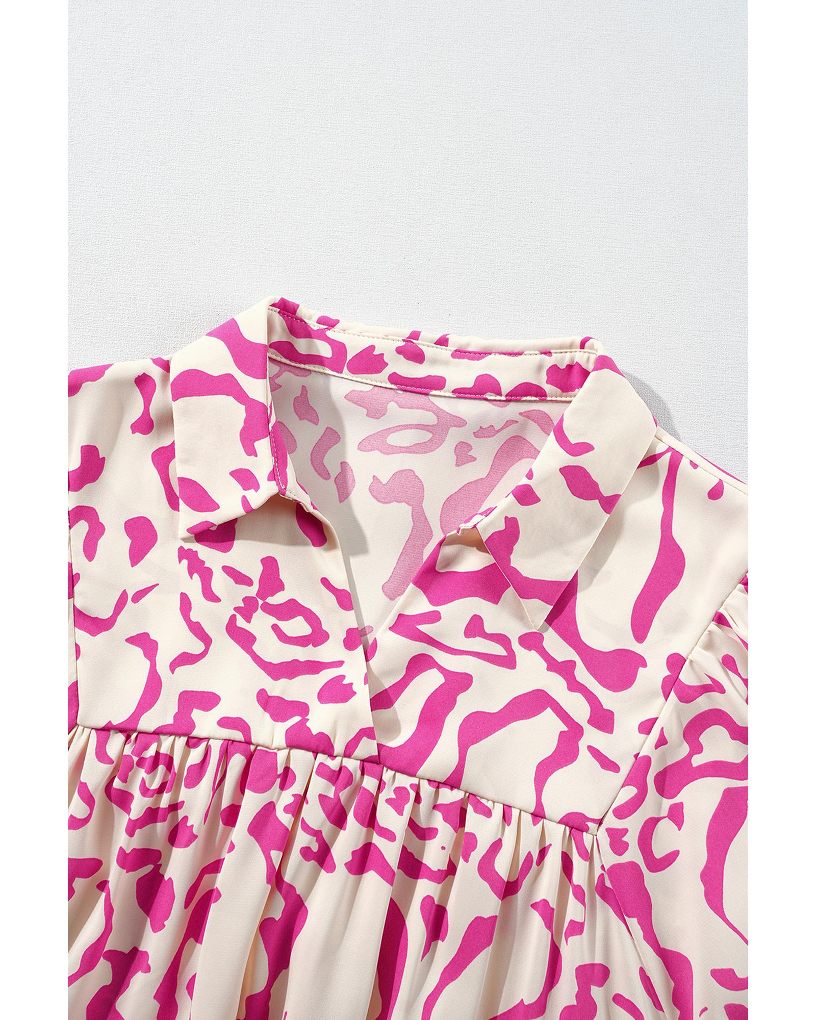 Pink Leopard Print Loose Fit Babydoll Mini Dress - XL