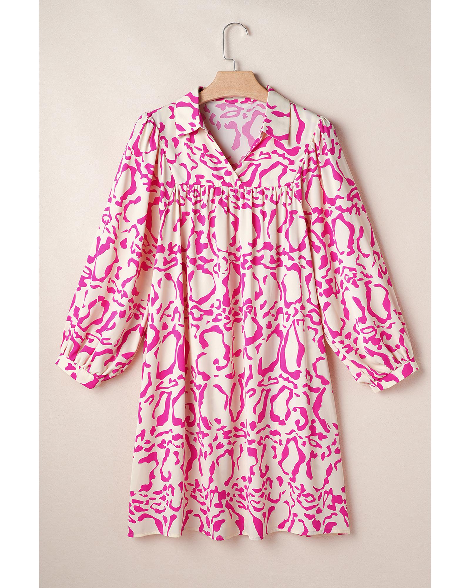 Pink Leopard Print Loose Fit Babydoll Mini Dress - XL