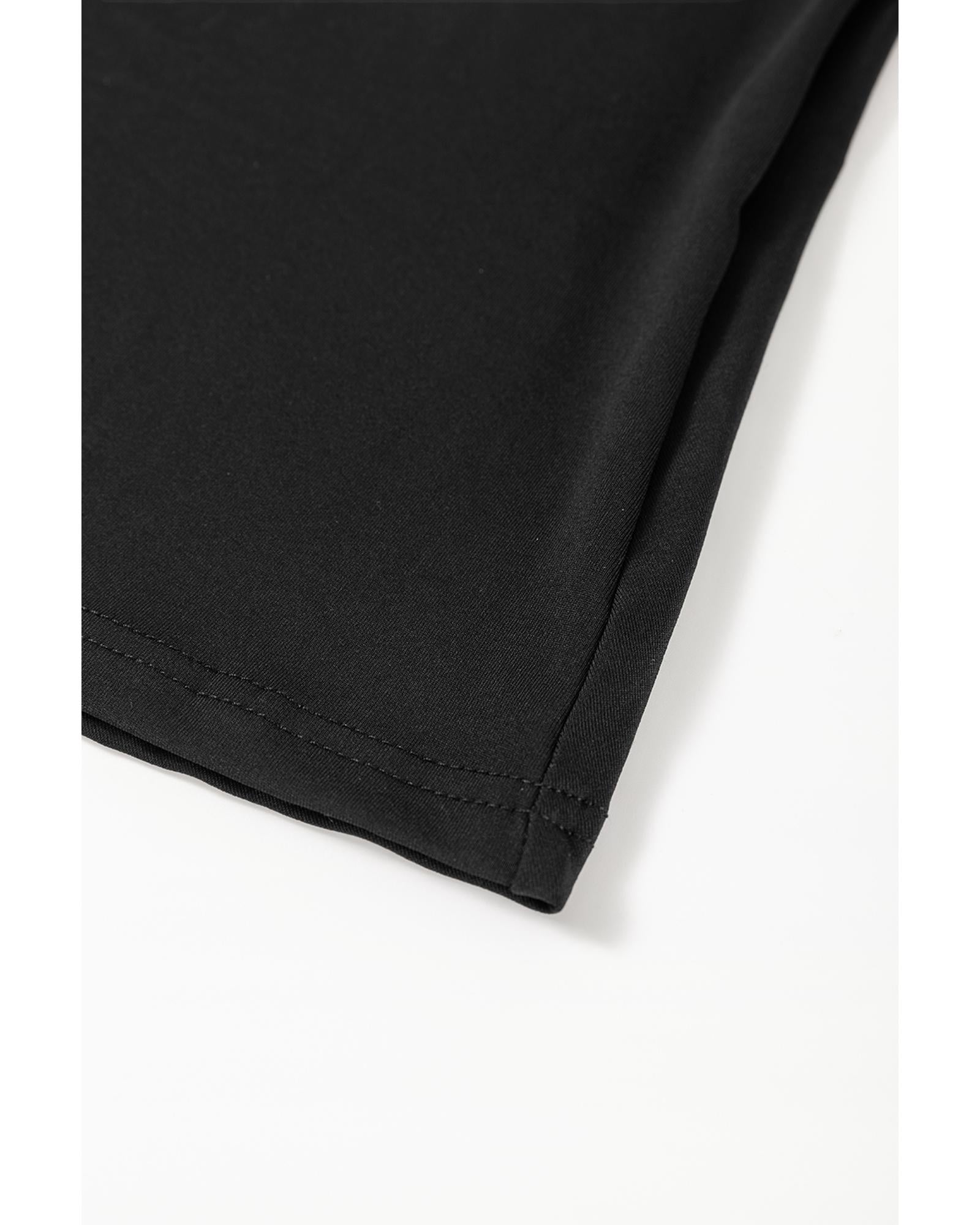 Black Sleeveless Scoop Neck Flared Split Midi Dress - L