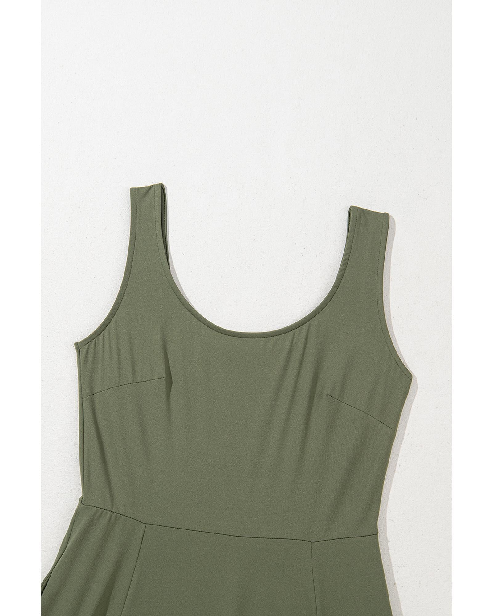 Four Leaf Clover Sleeveless Scoop Neck Flared Split Midi Dress - L