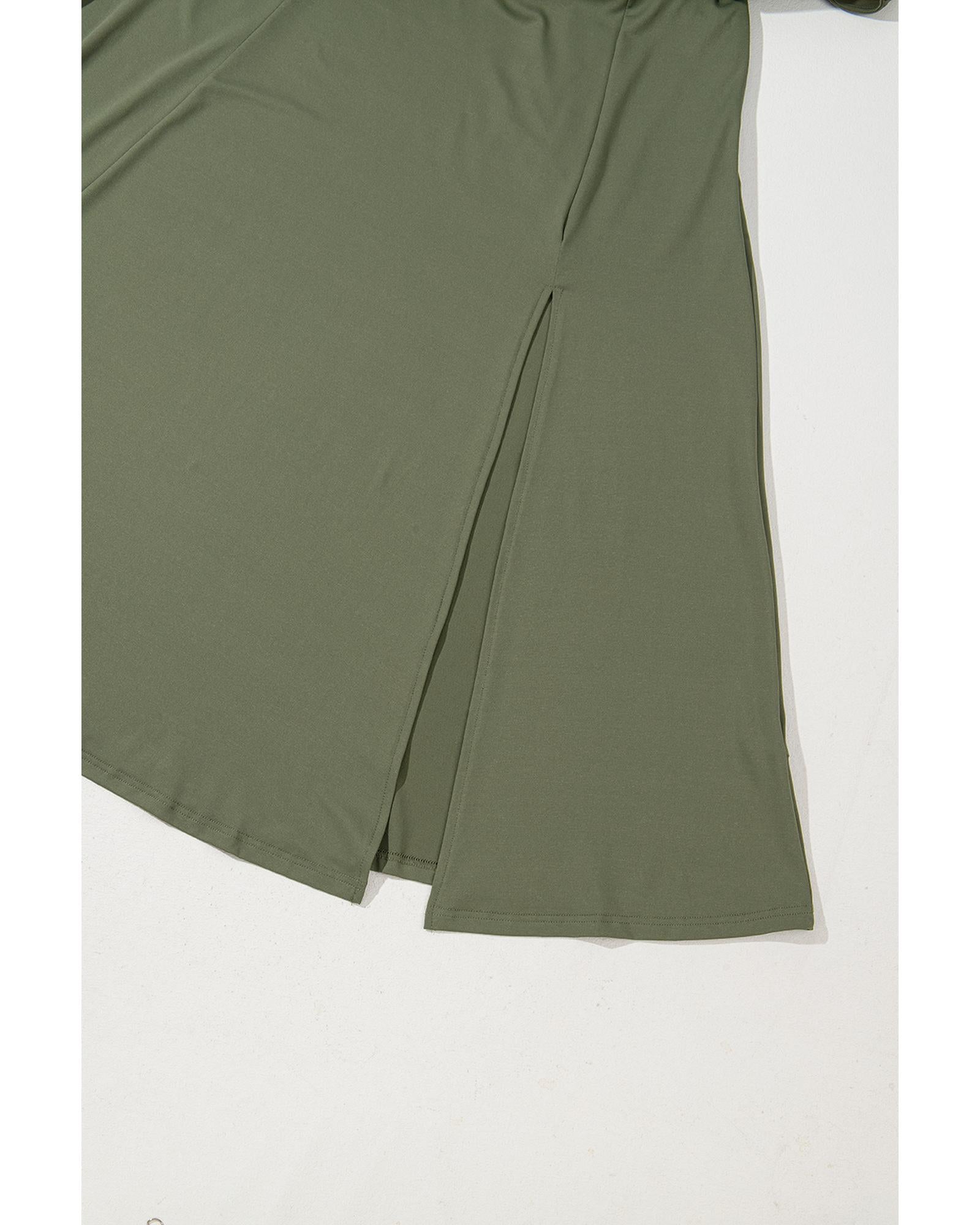 Four Leaf Clover Sleeveless Scoop Neck Flared Split Midi Dress - M