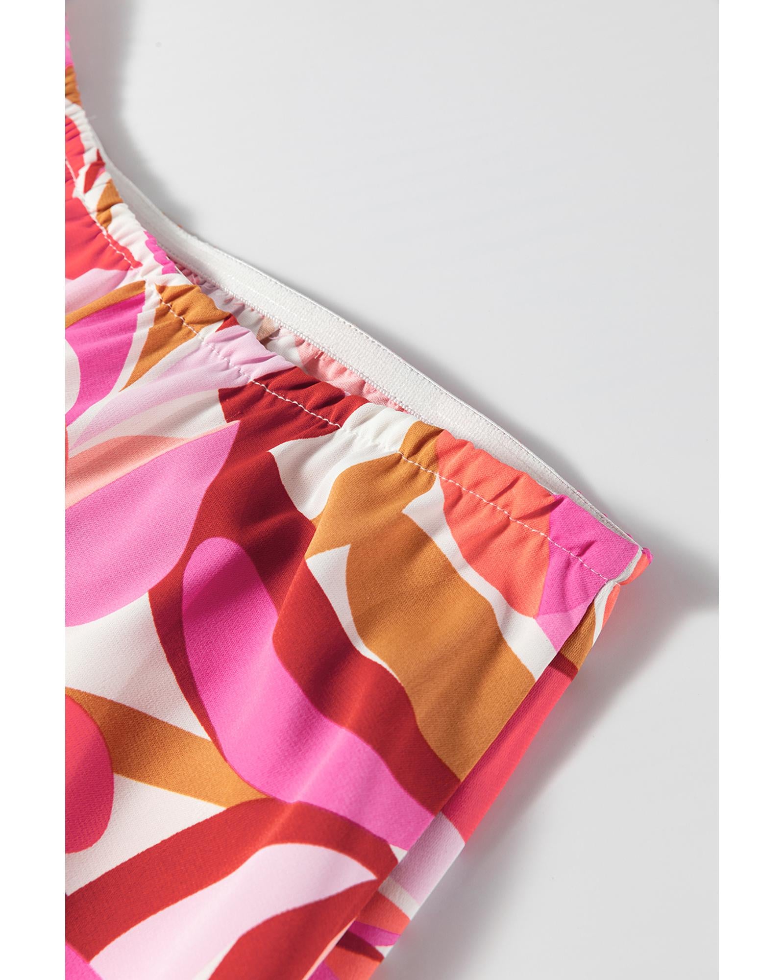 Rose Floral High Low Bandeau Vacay Dress - M