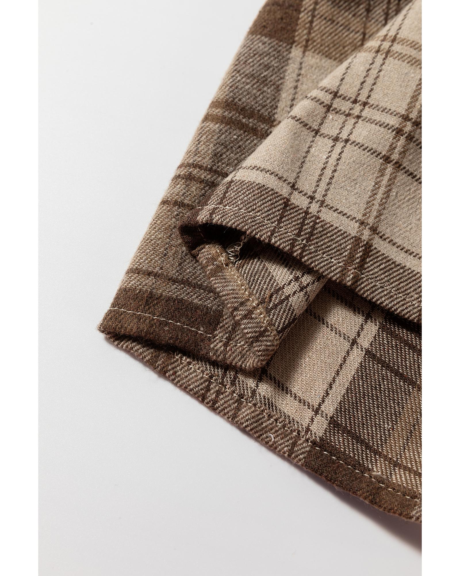 Beige Plaid Patchwork High Waist Sweatshirt Mini Dress - S