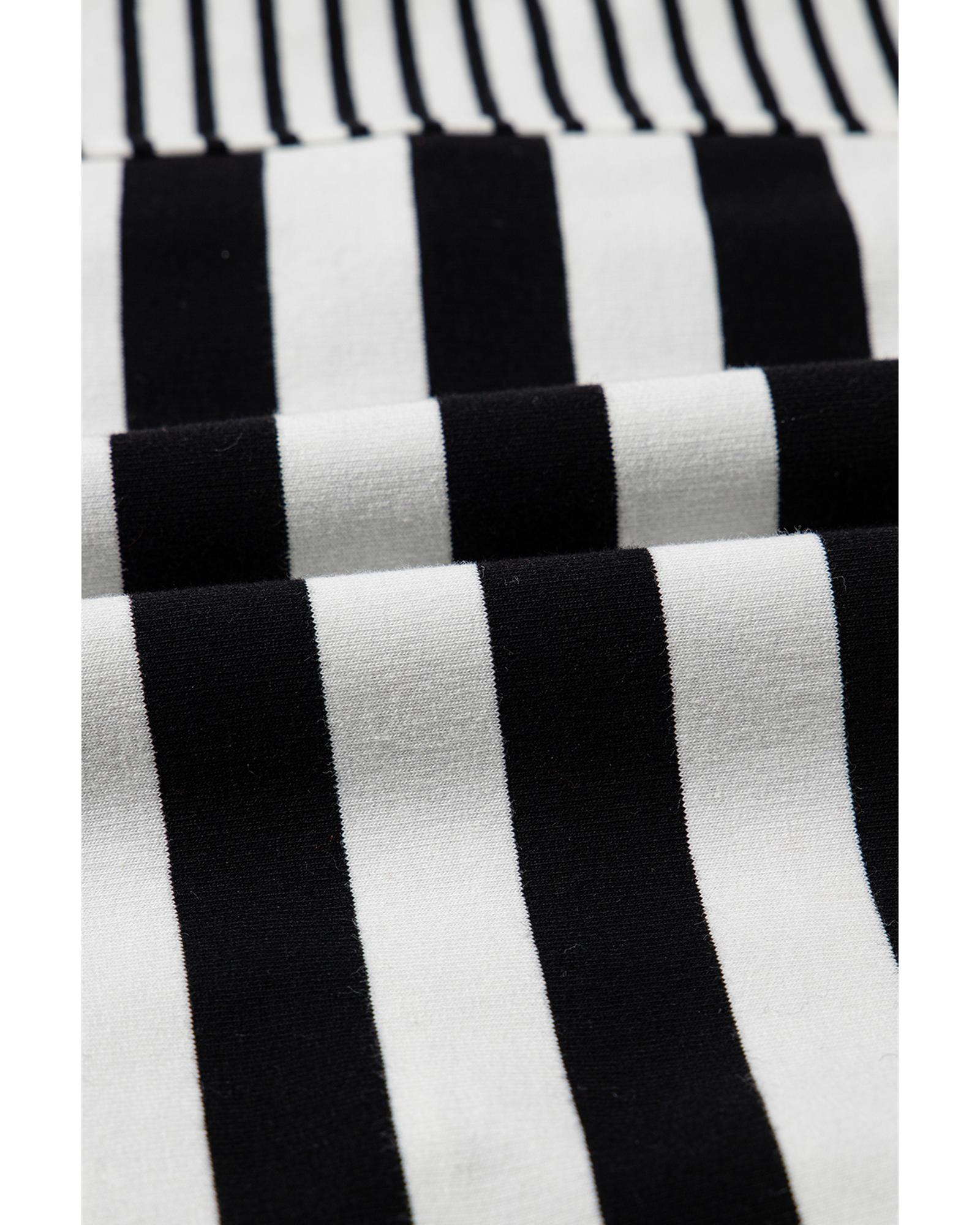 Black Stripe Half Placket Polo T Shirt Dress - L