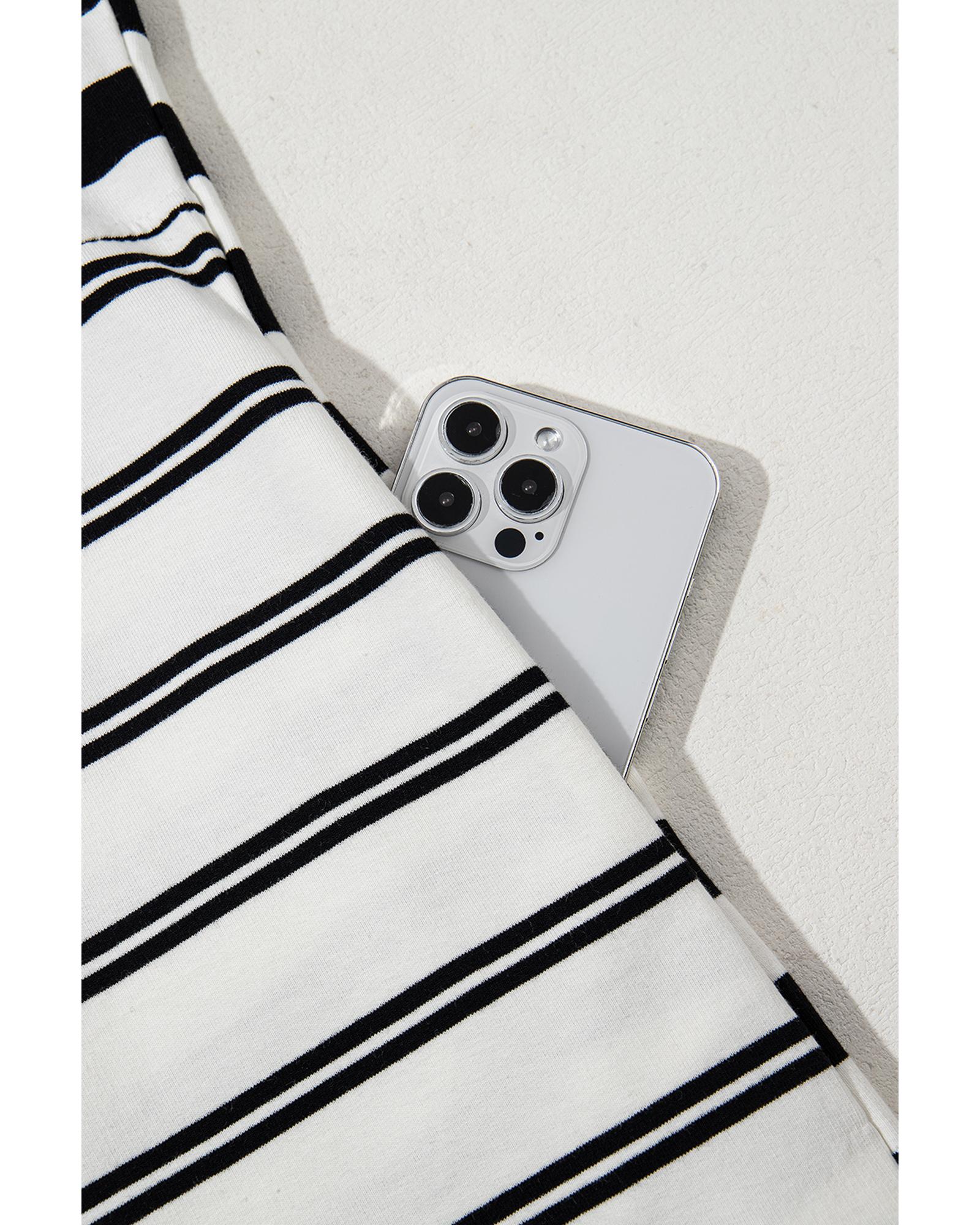 Black Stripe Half Placket Polo T Shirt Dress - M