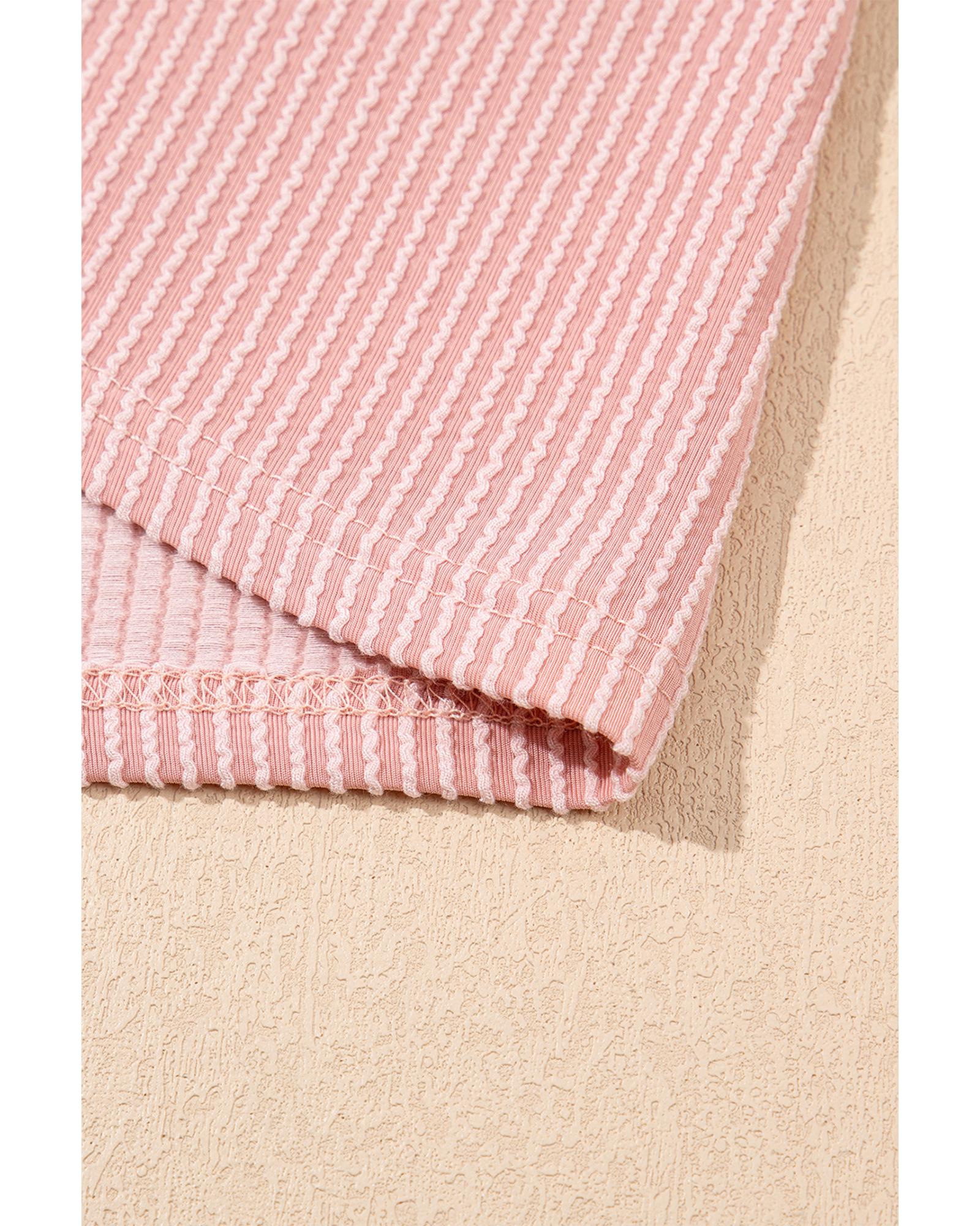 Blossom Corded Knit Crew Neck Puff Sleeve Shift Mini Dress - L